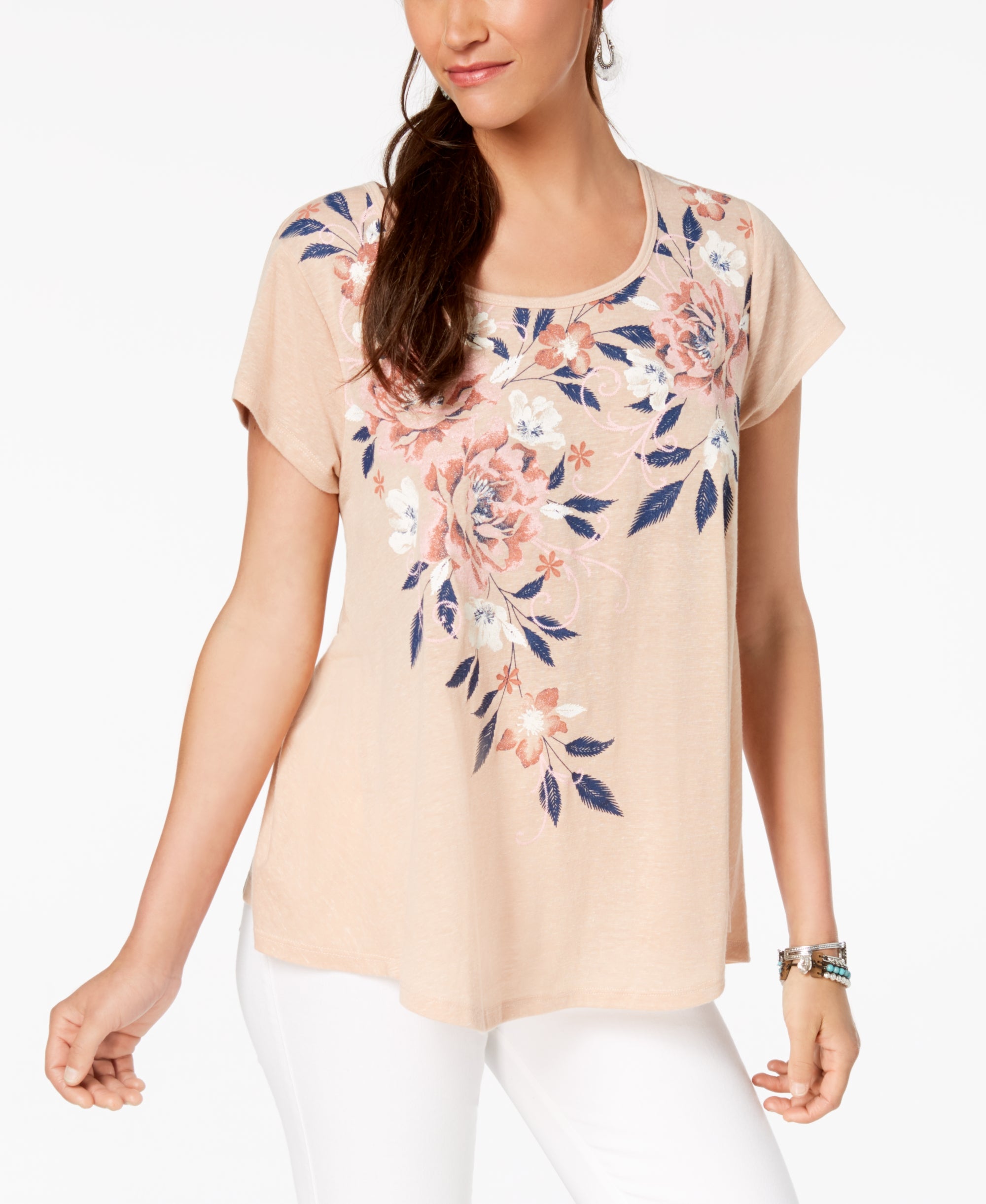 Petite Placed-Print Swing T-Shirt