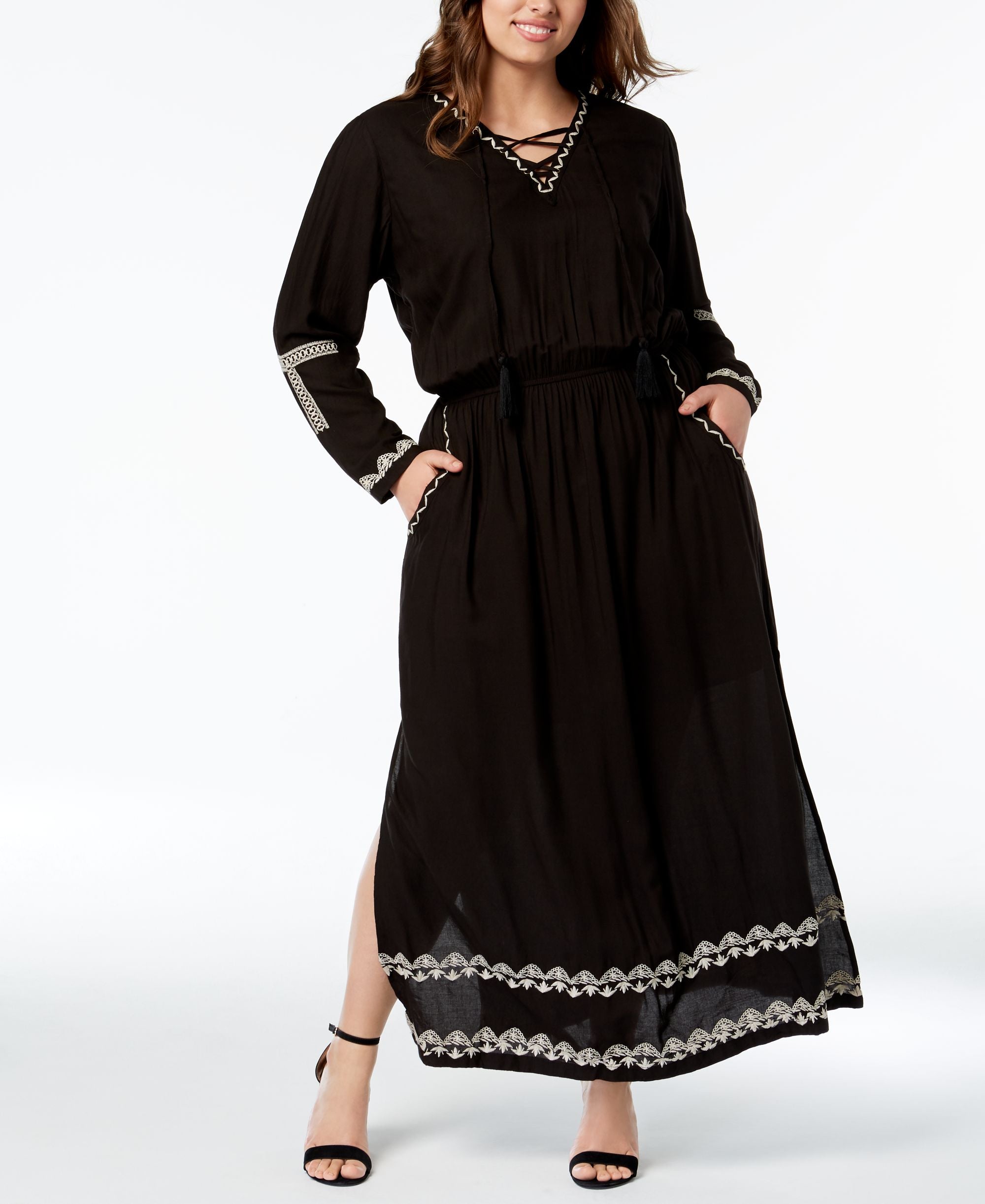 NY Collection Plus Size Maxi Peasant Dress