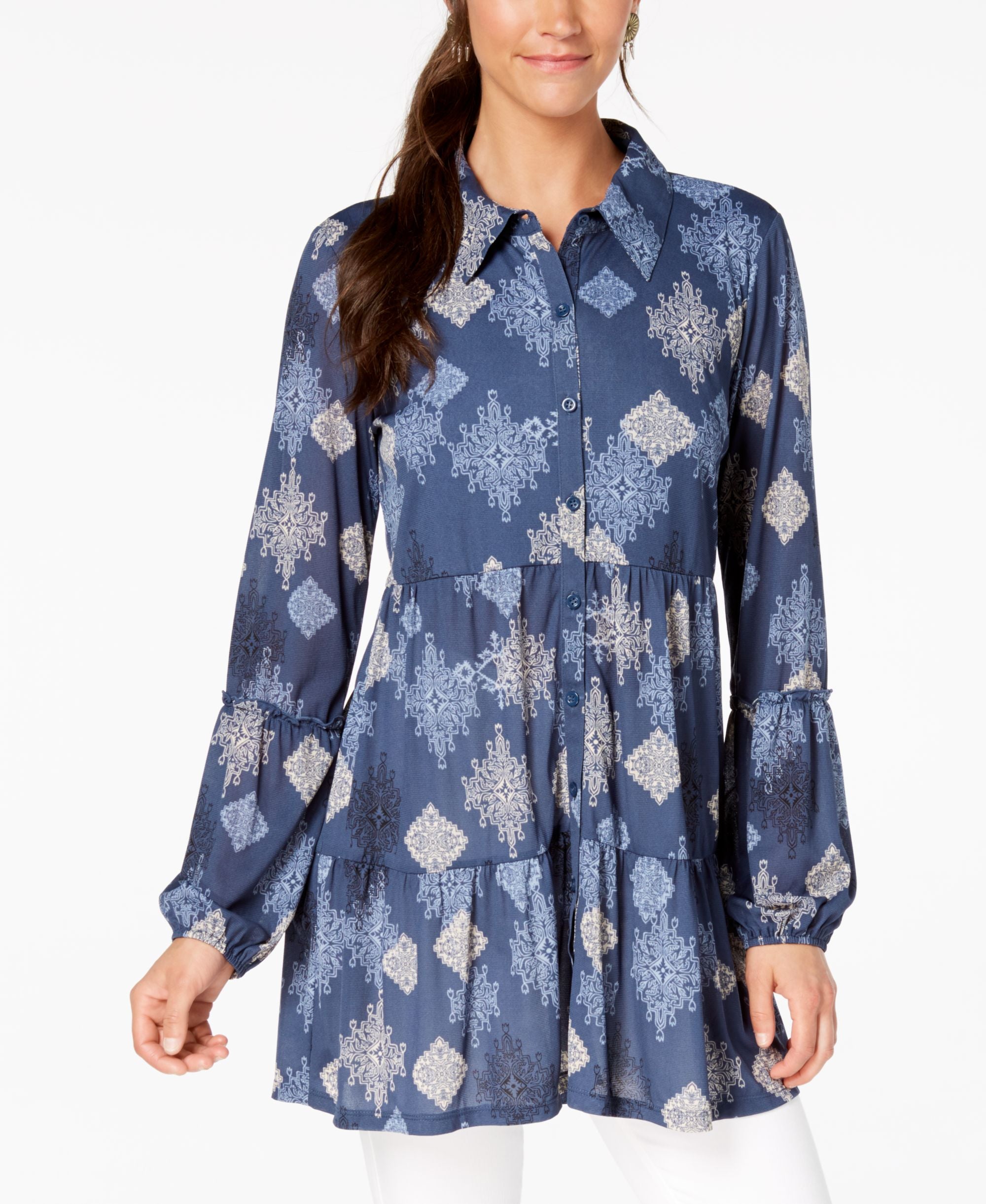 Style & Co Petite Printed Mesh Shirt