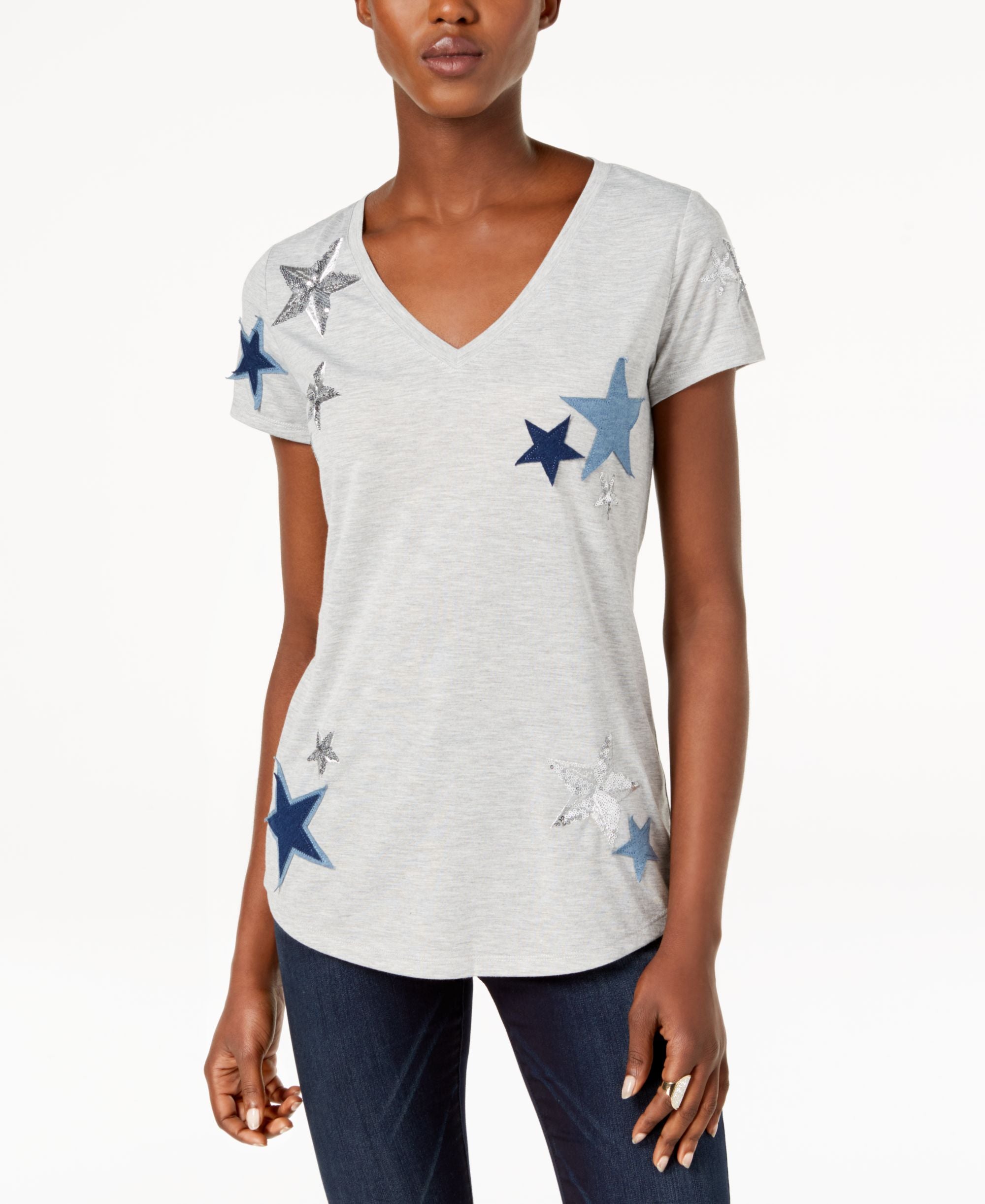 Star Patched Sequined Top