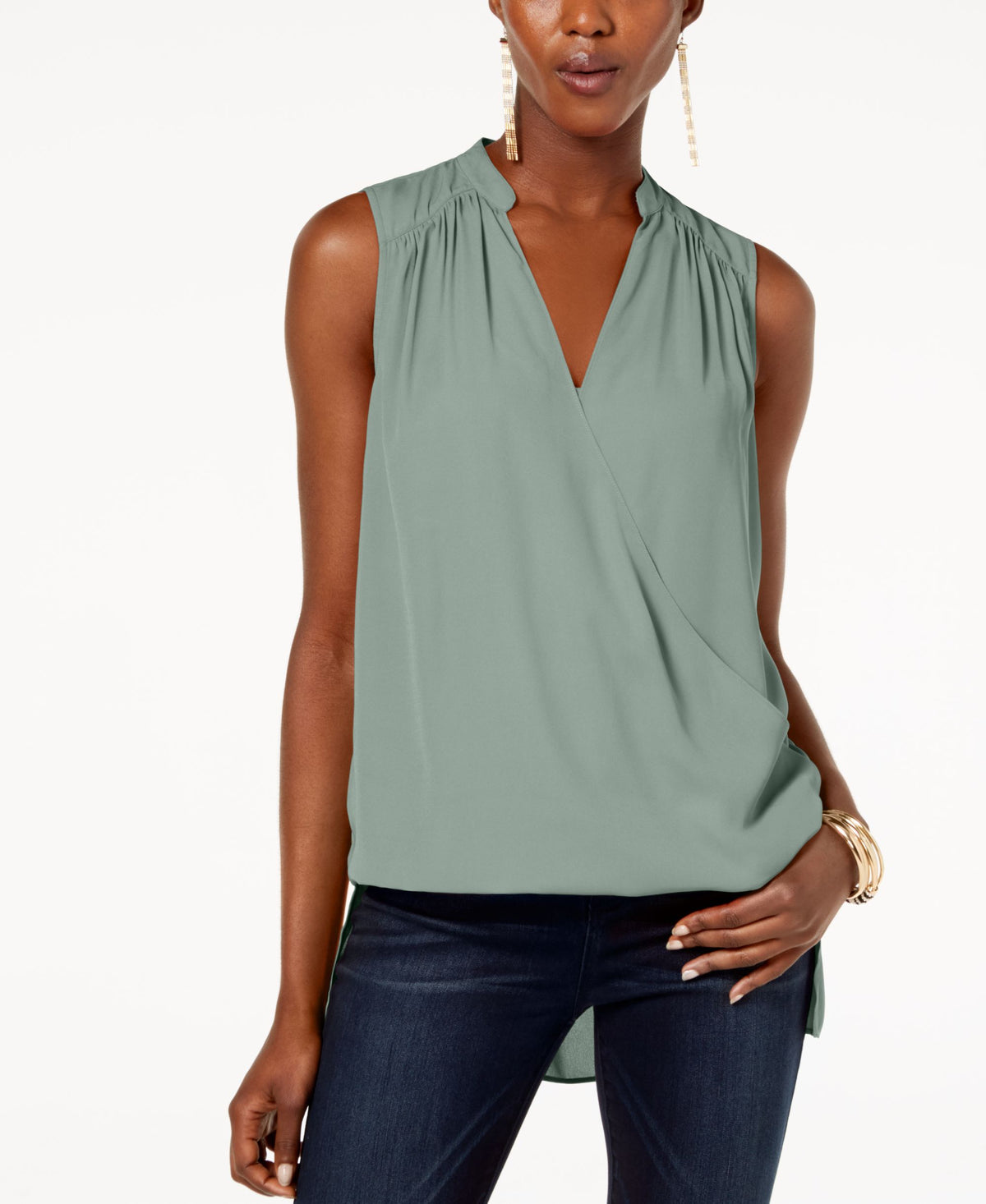 High Low Surplice Neck Top