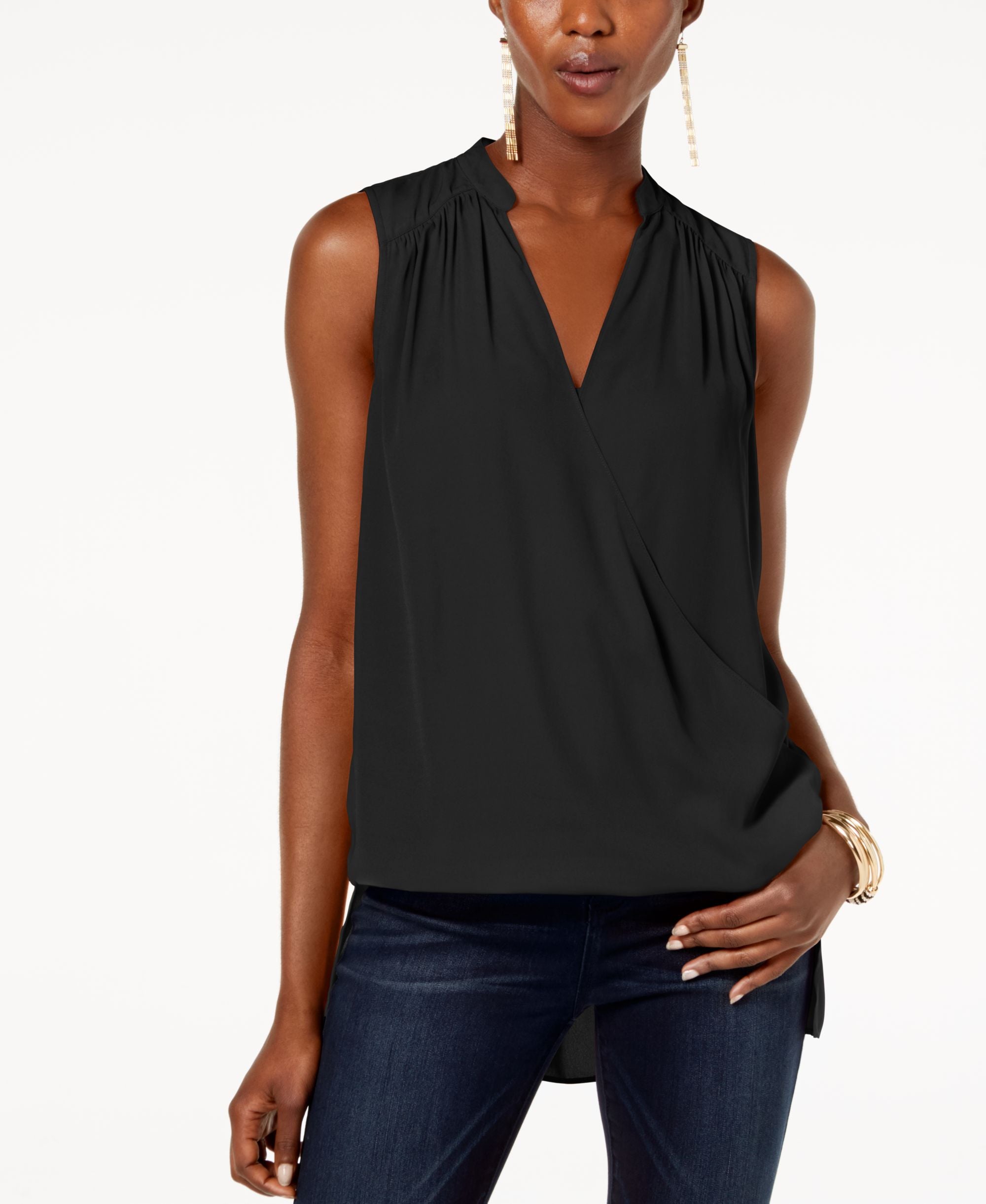 High Low Surplice Neck Top