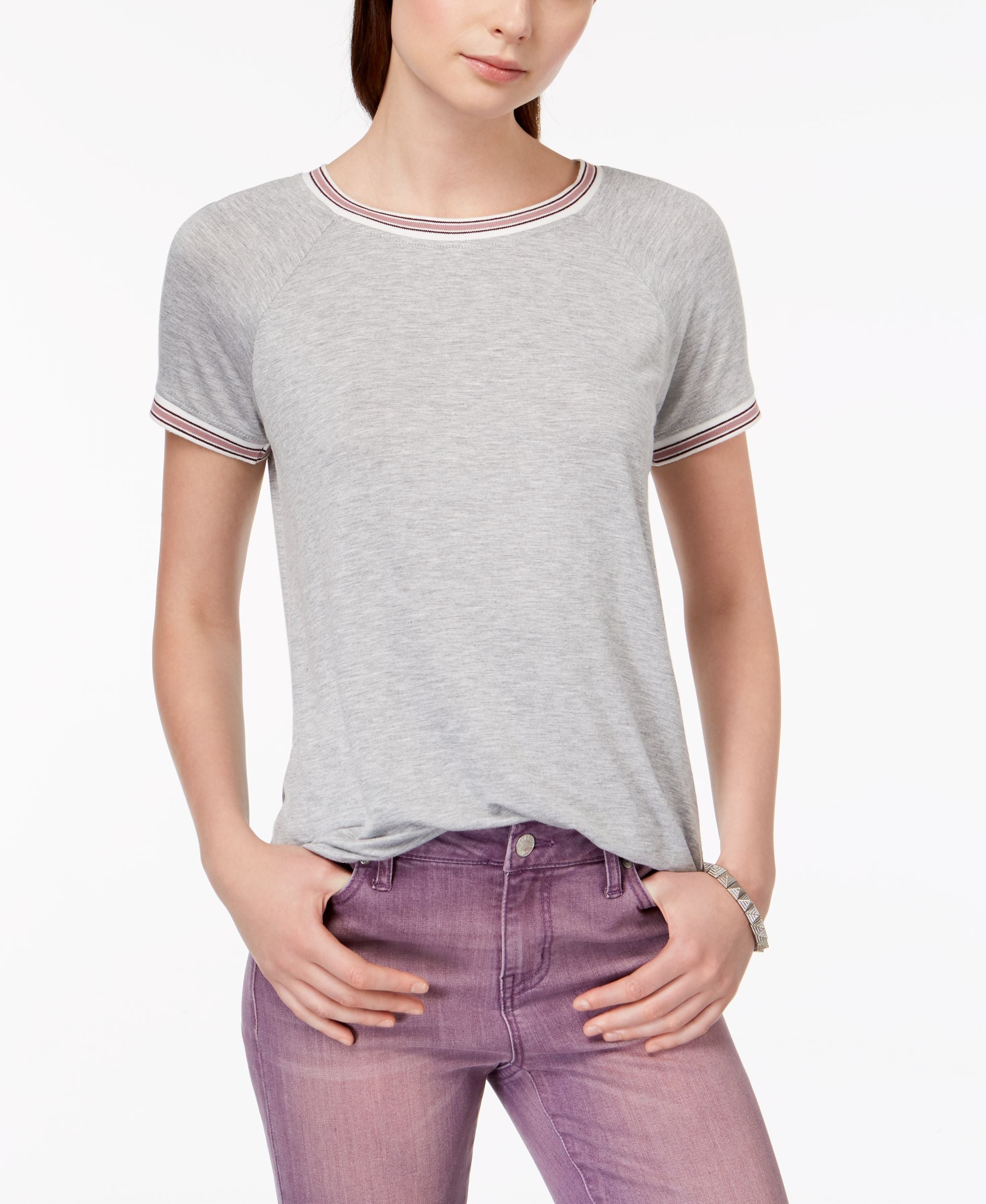 Hippie Rose Juniors Crew Neck Ringer T-Shirt