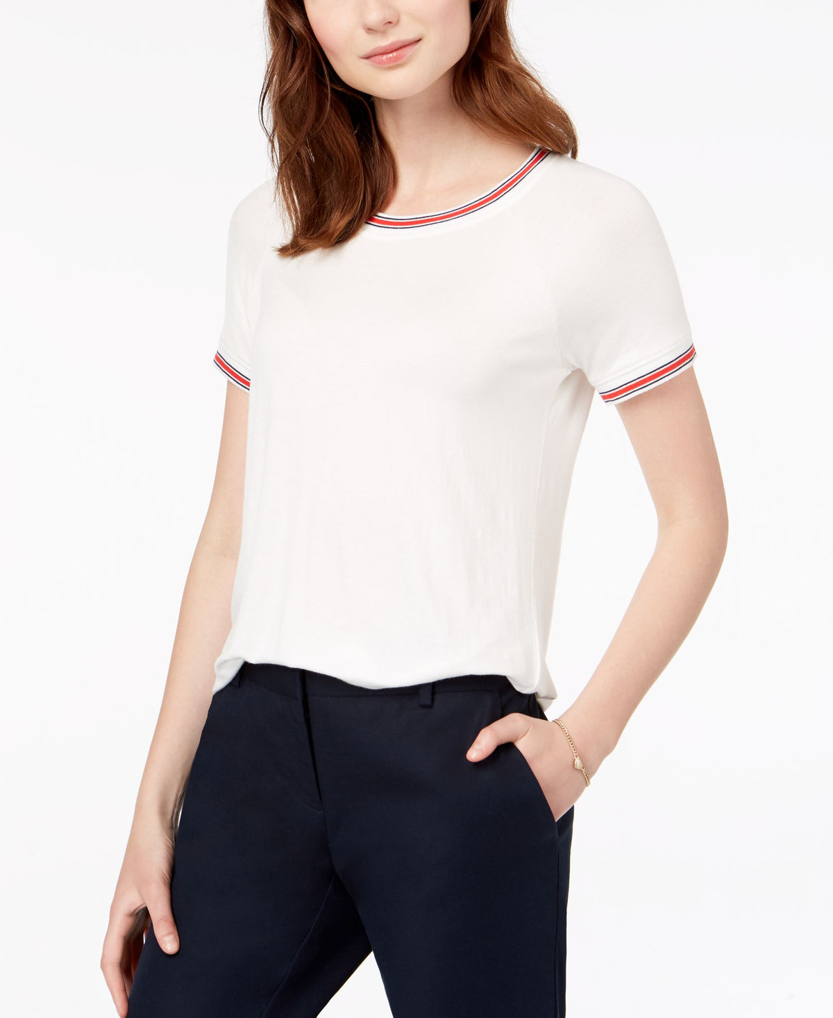 Hippie Rose Juniors Crew Neck Ringer T-Shirt