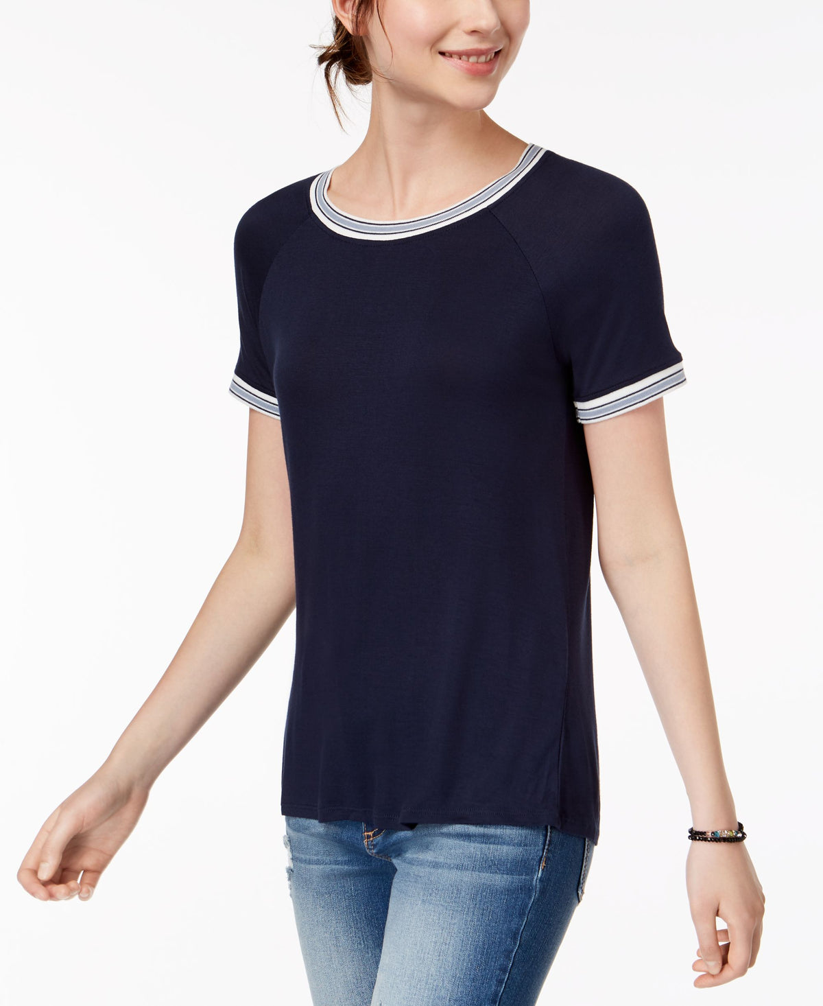 Hippie Rose Juniors Crew Neck Ringer T-Shirt