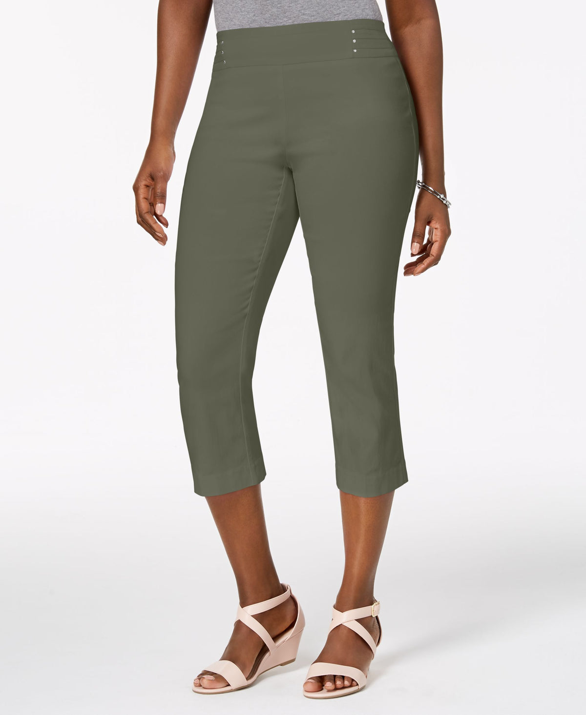 JM Collection Embellished Pull On Capri Pants