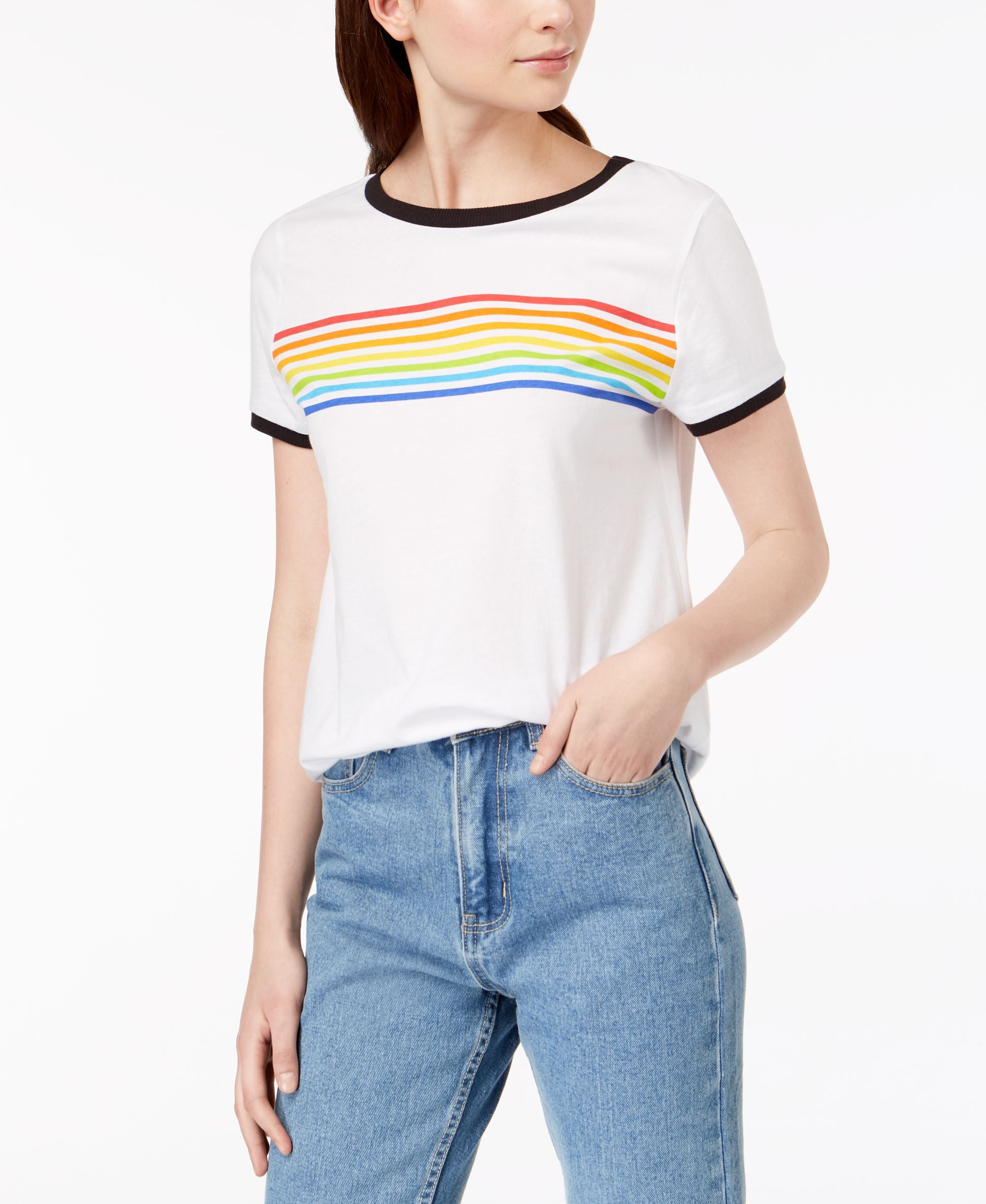 Rebellious One Juniors Cotton Graphic Ringer T-Shirt