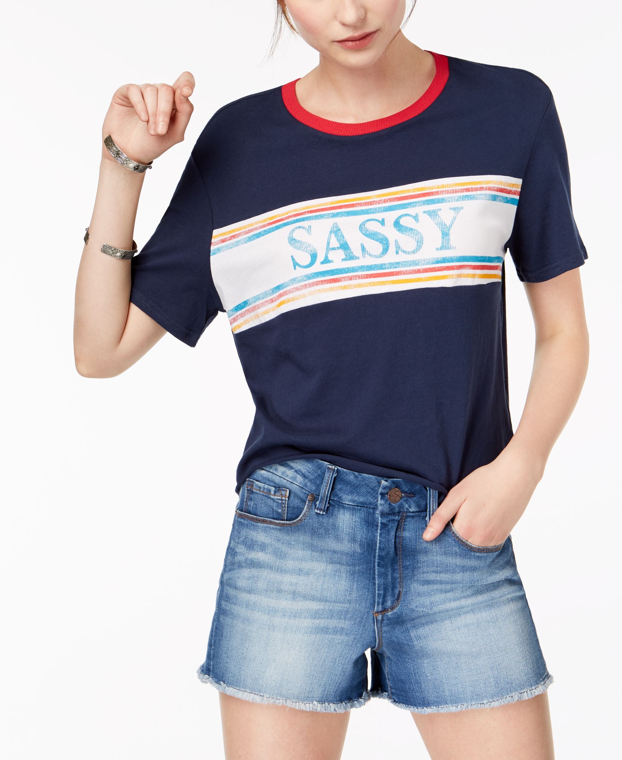 Juniors' Sassy Cotton Graphic T-Shirt