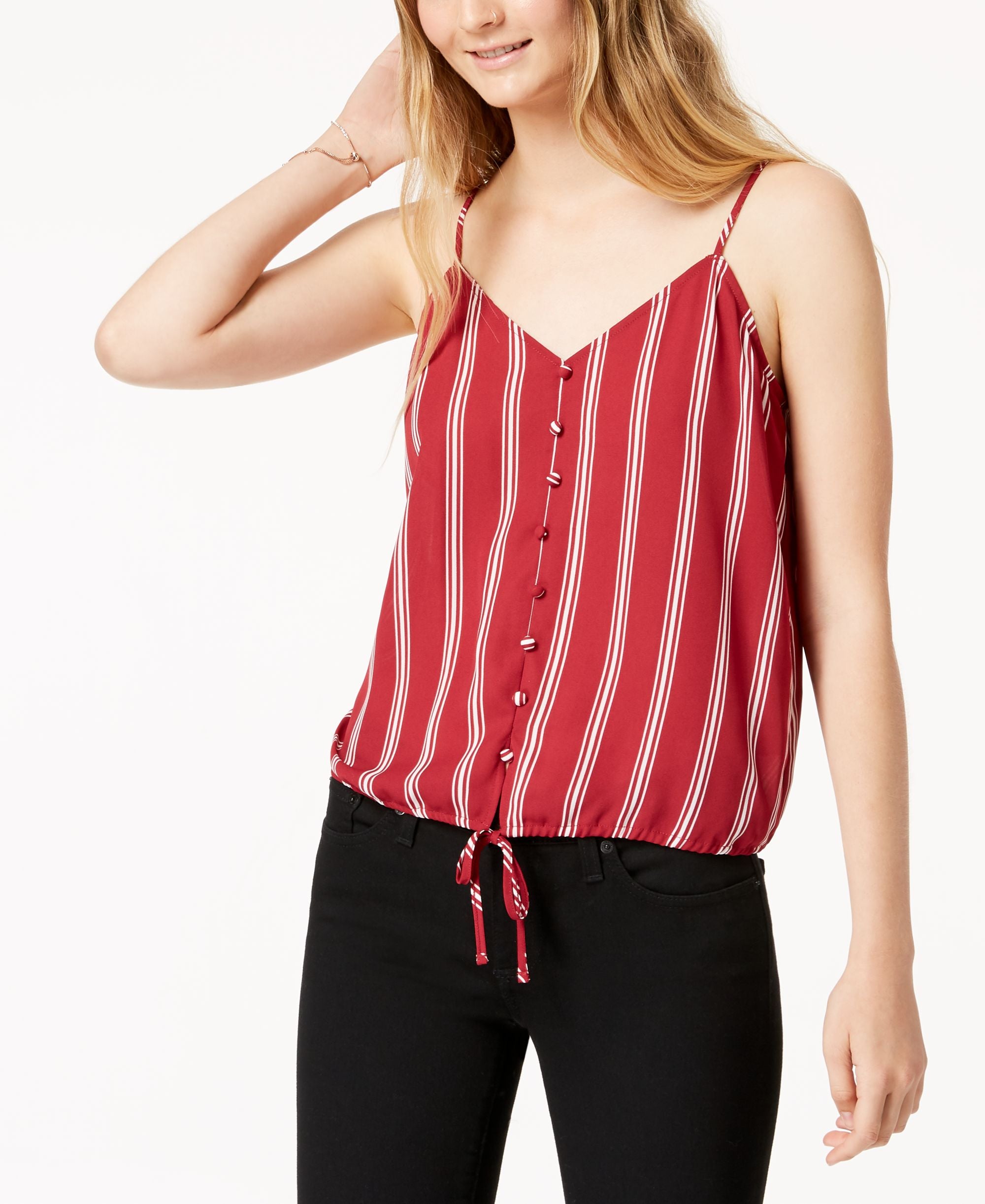 Juniors' Striped Adjustable Top