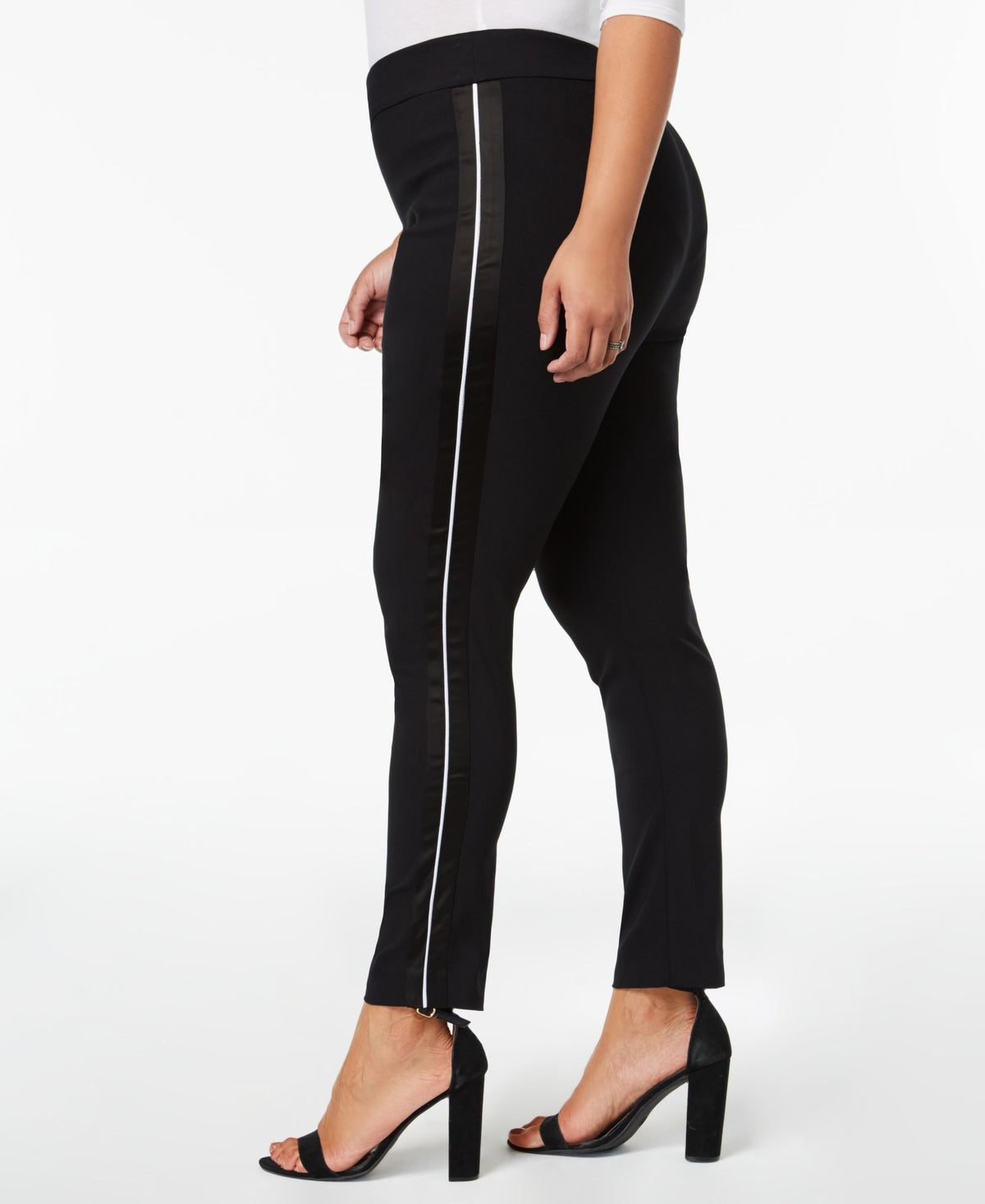 I.N.C. Plus Size Satin-Stripe Skinny Pants