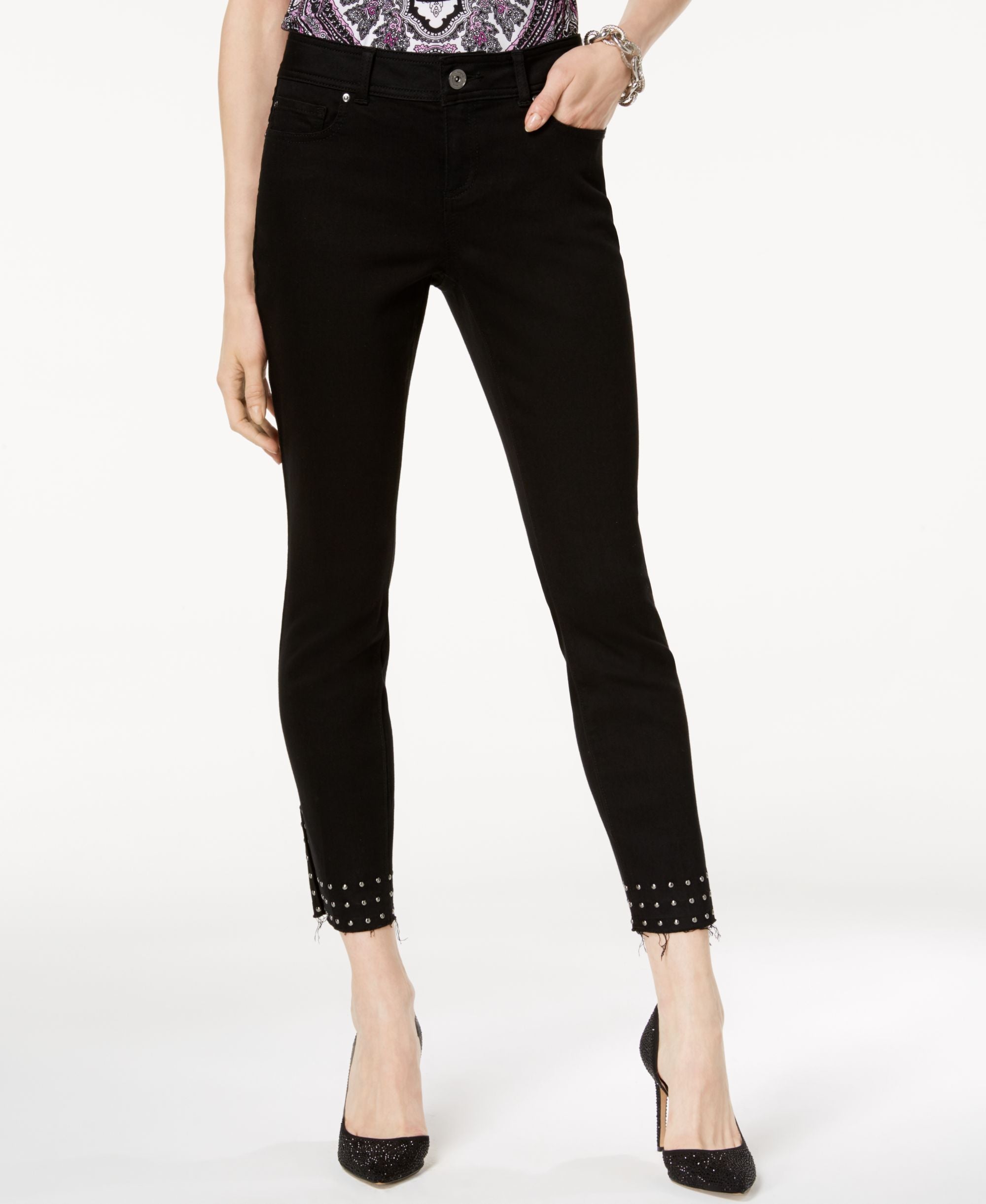 Studded Released Hem Skinny Jeans