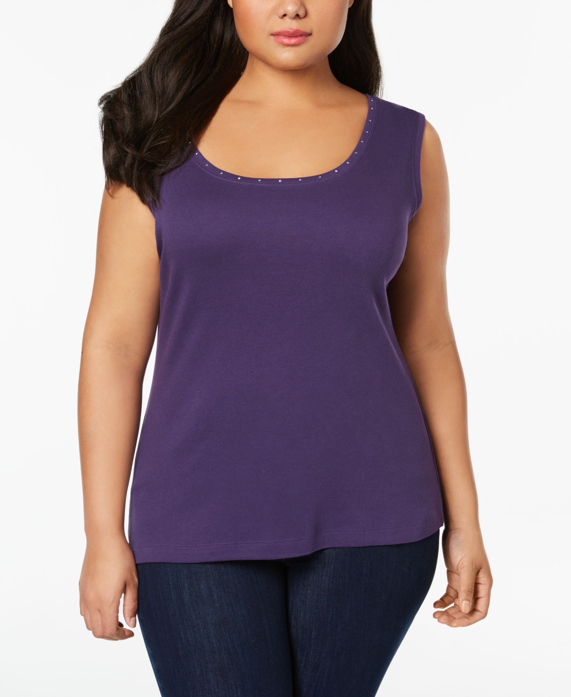 Karen Scott Plus Size Studded Tank Top