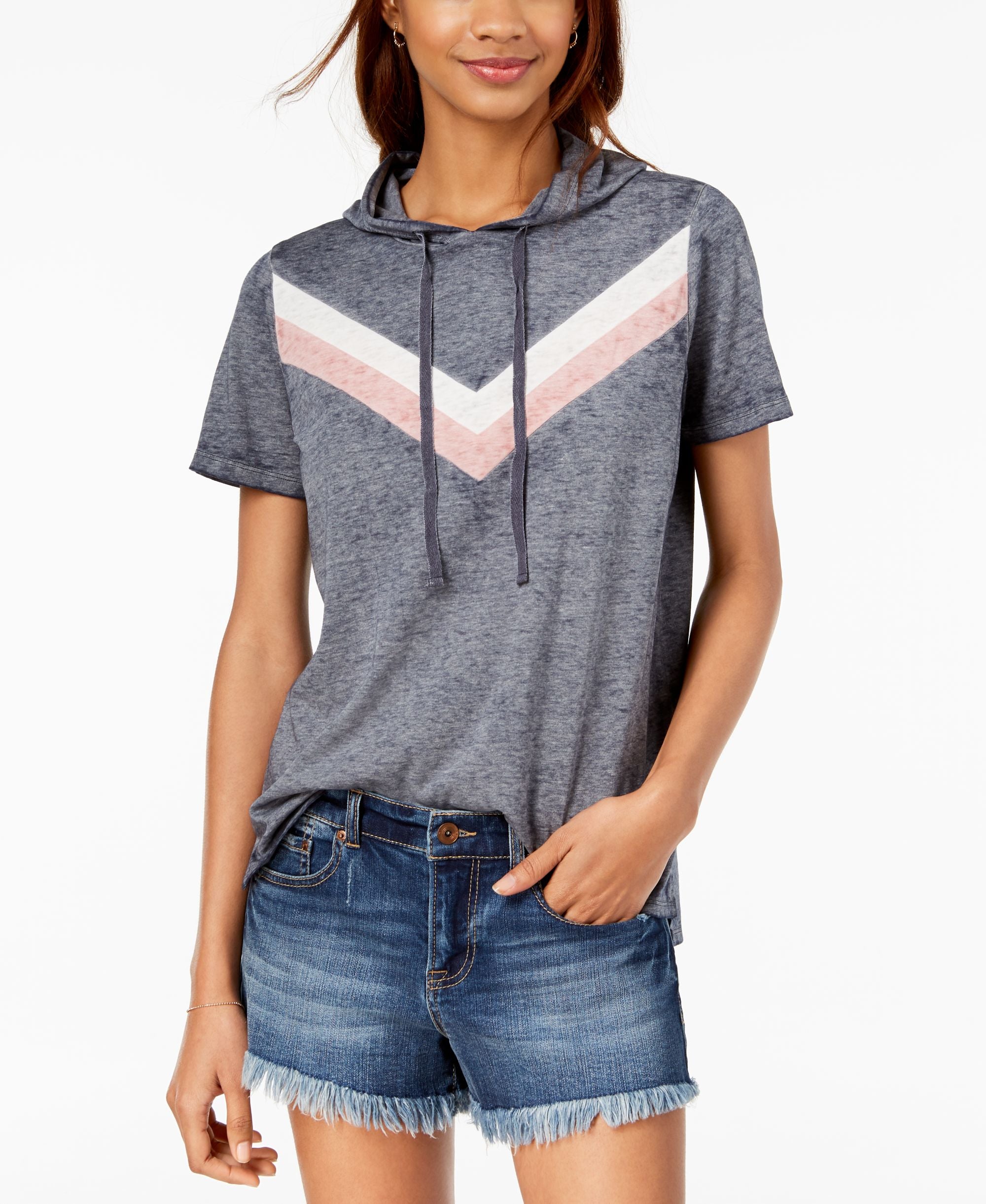Hippie Rose Juniors Striped Heathered Hoodie