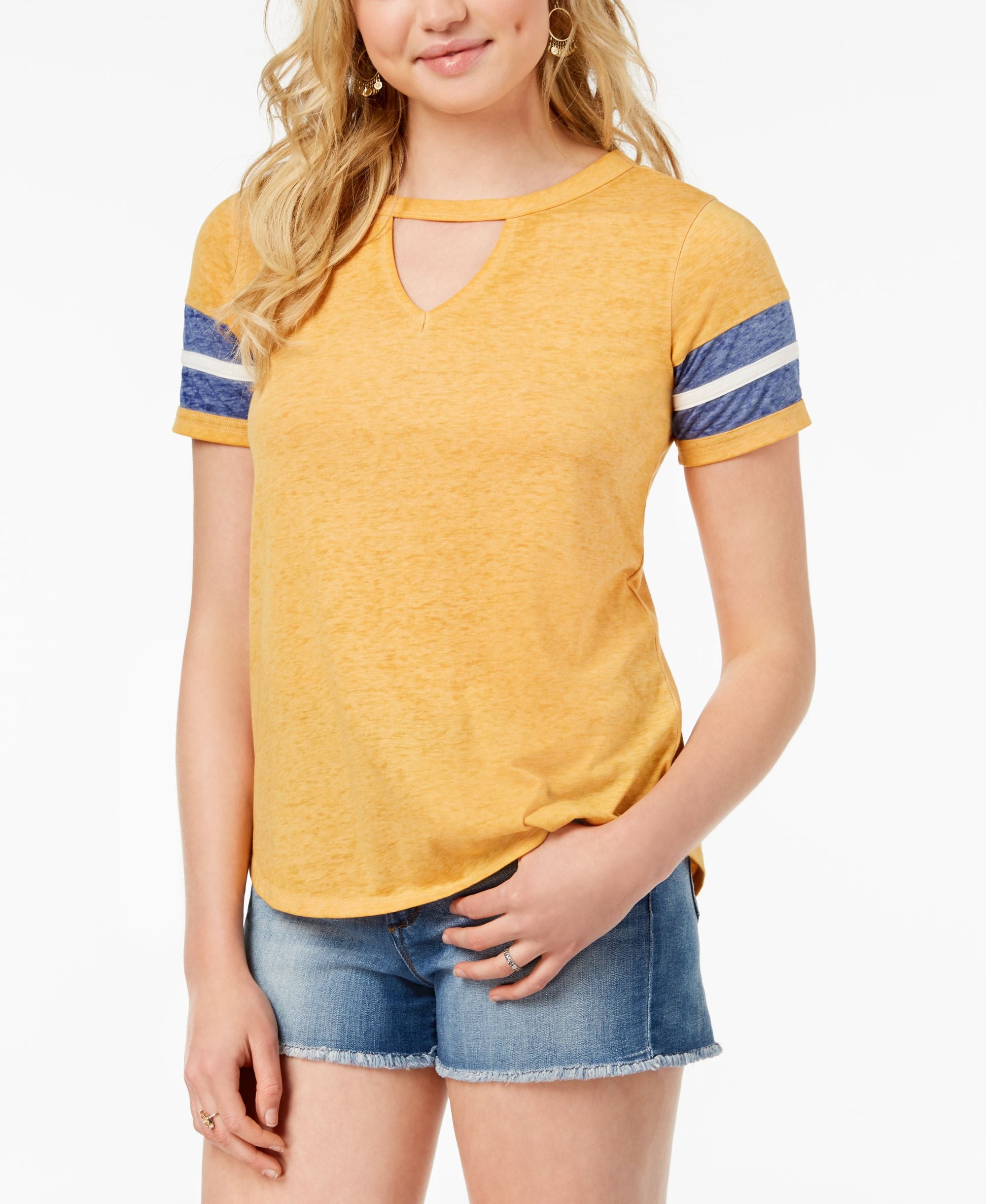 Hippie Rose Juniors Cutout Varsity T-Shirt