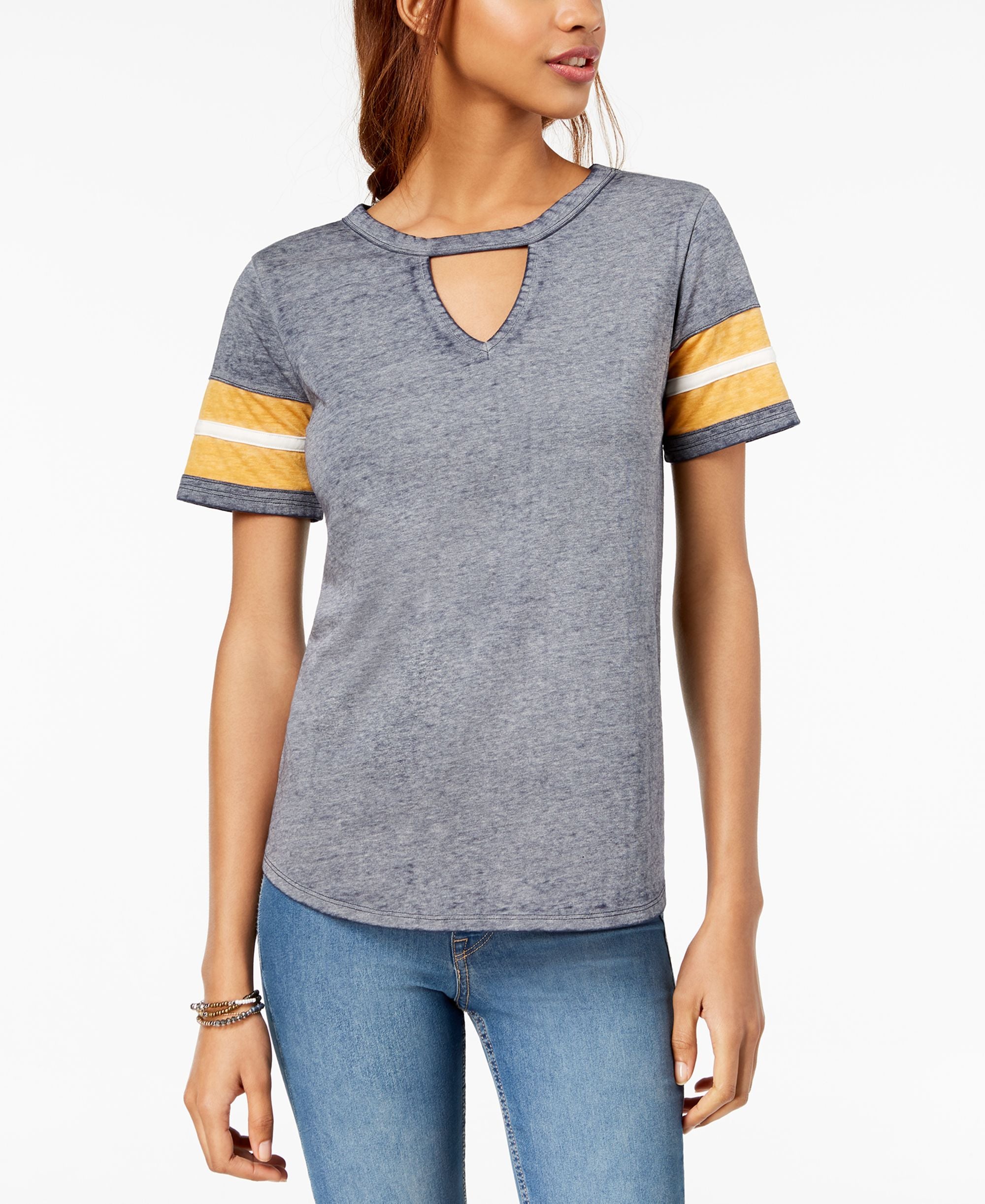 Hippie Rose Juniors Cutout Varsity T-Shirt