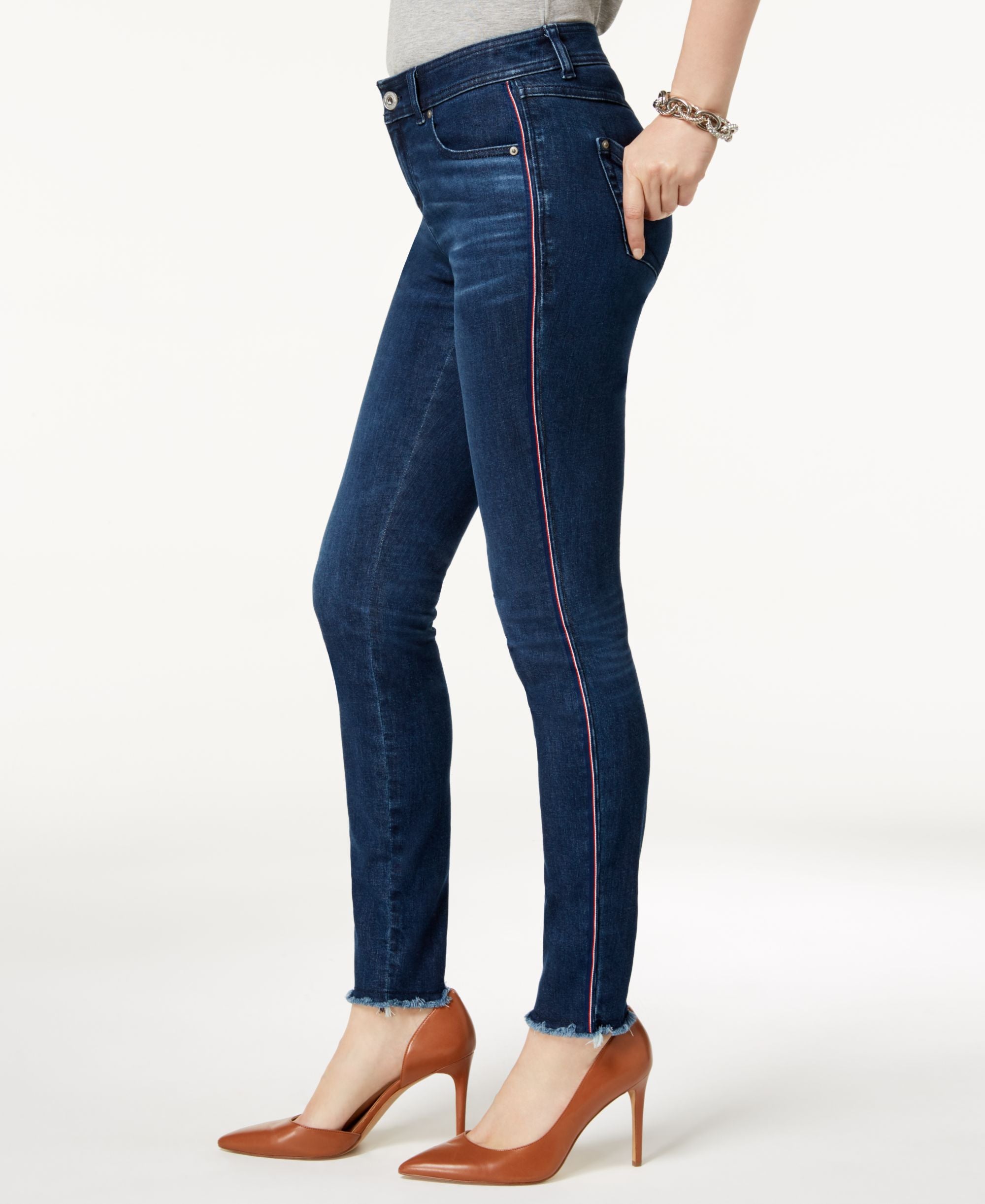 Racing Stripe Skinny Jeans