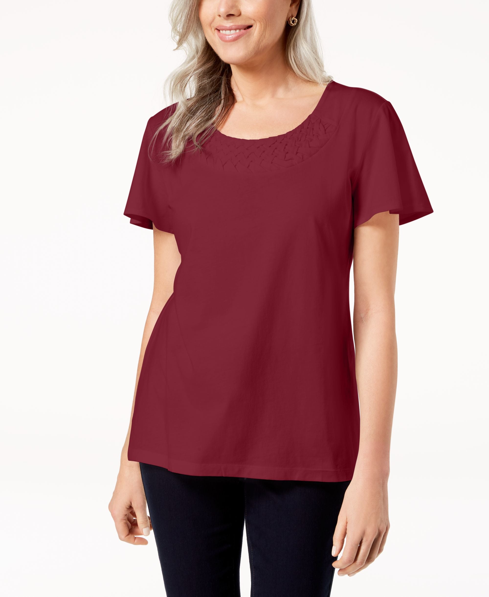Karen Scott Woven Scoop Neck Top