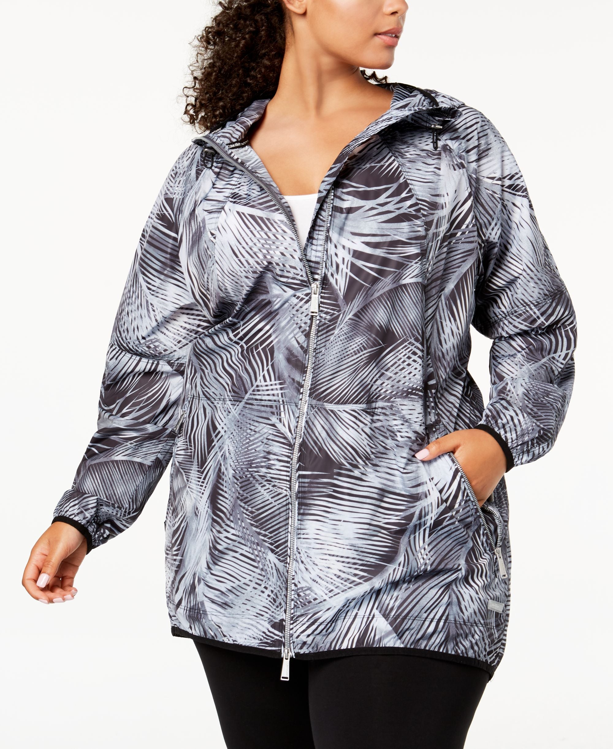 Calvin Klein Performance Plus Size Printed Hooded Jacket