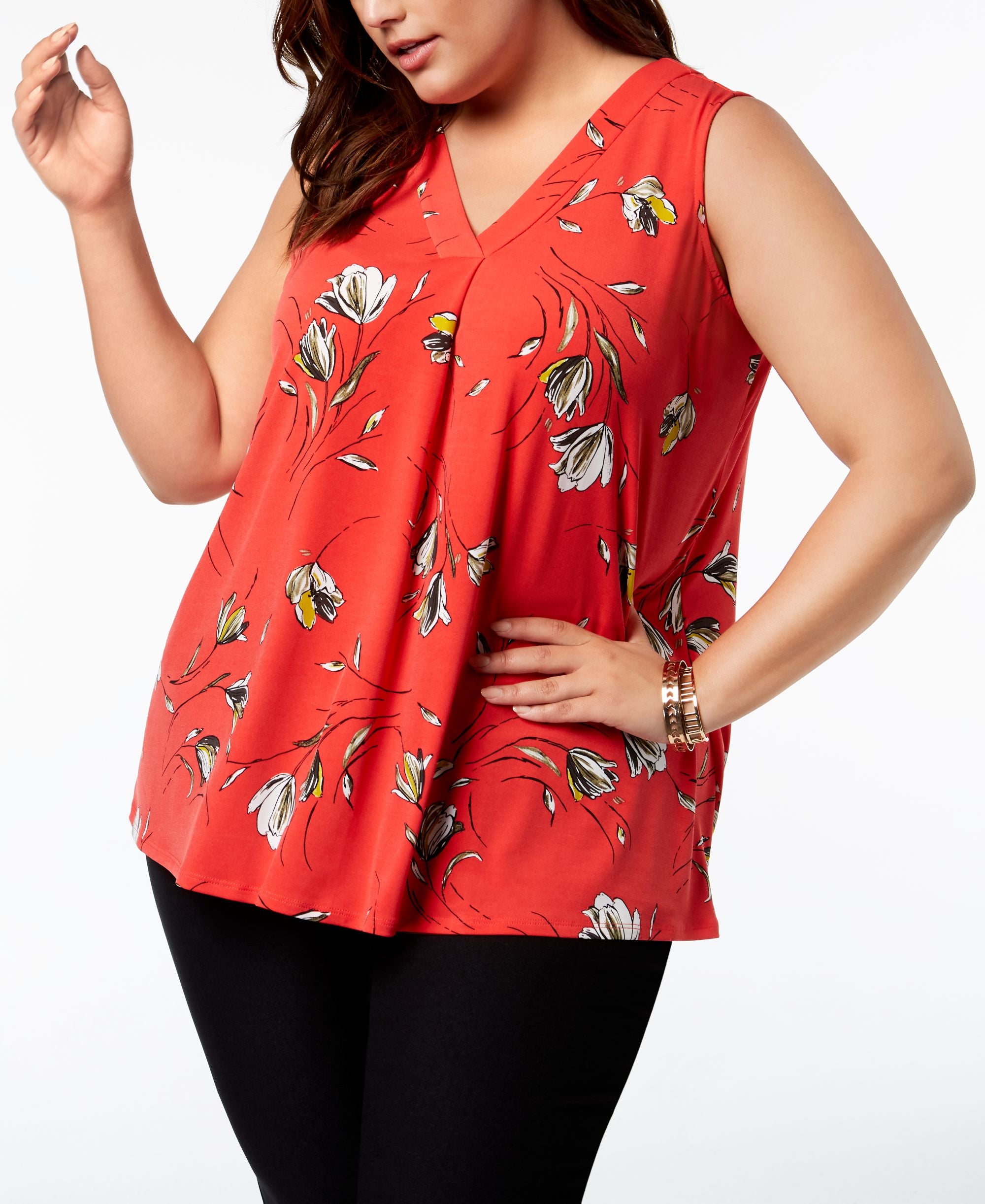 Alfani Plus Size Printed Draped Top