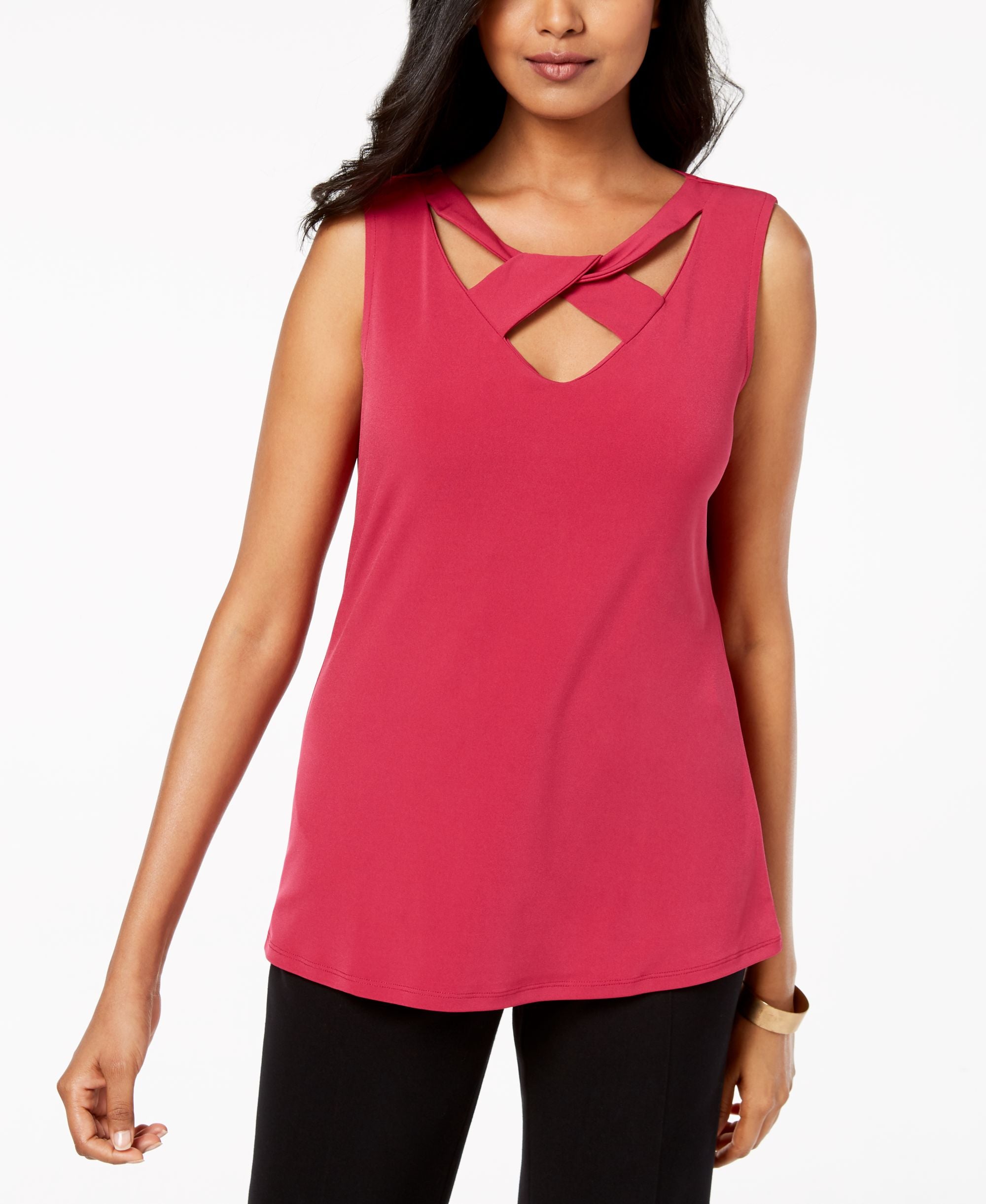 JM Collection Twist Neck Tank Top