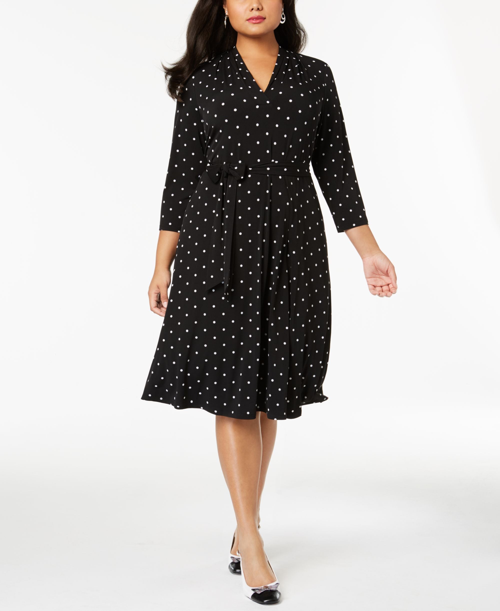 Charter Club Plus Size Dot Print Fit Flare Dress