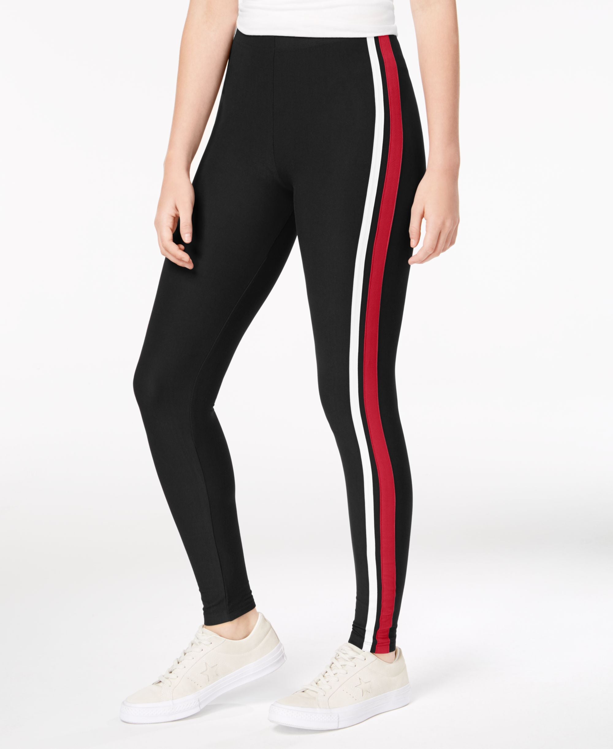 Planet Gold Juniors Striped Mid Rise Leggings