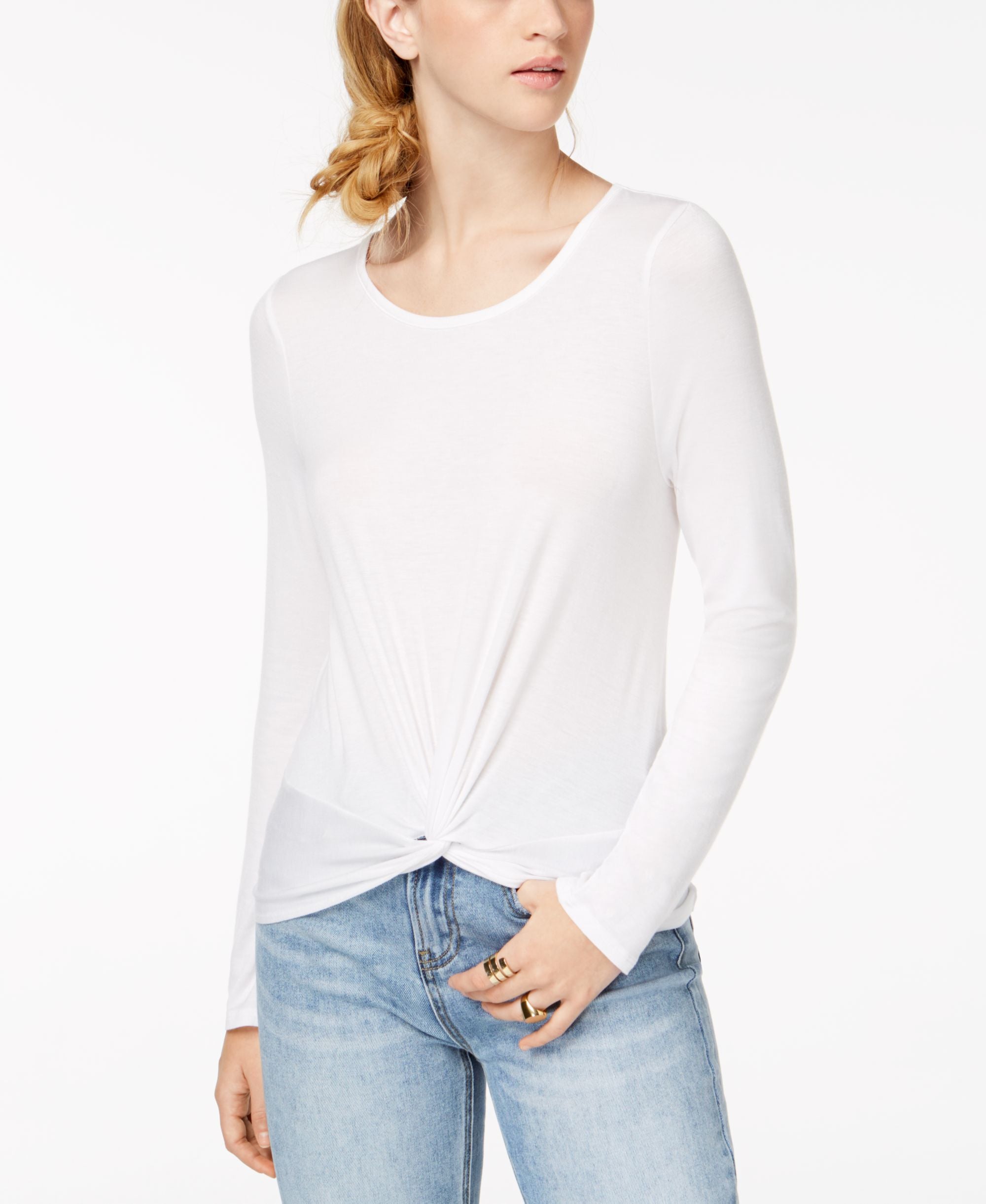 Hippie Rose Juniors Long Sleeve Twist Front Top