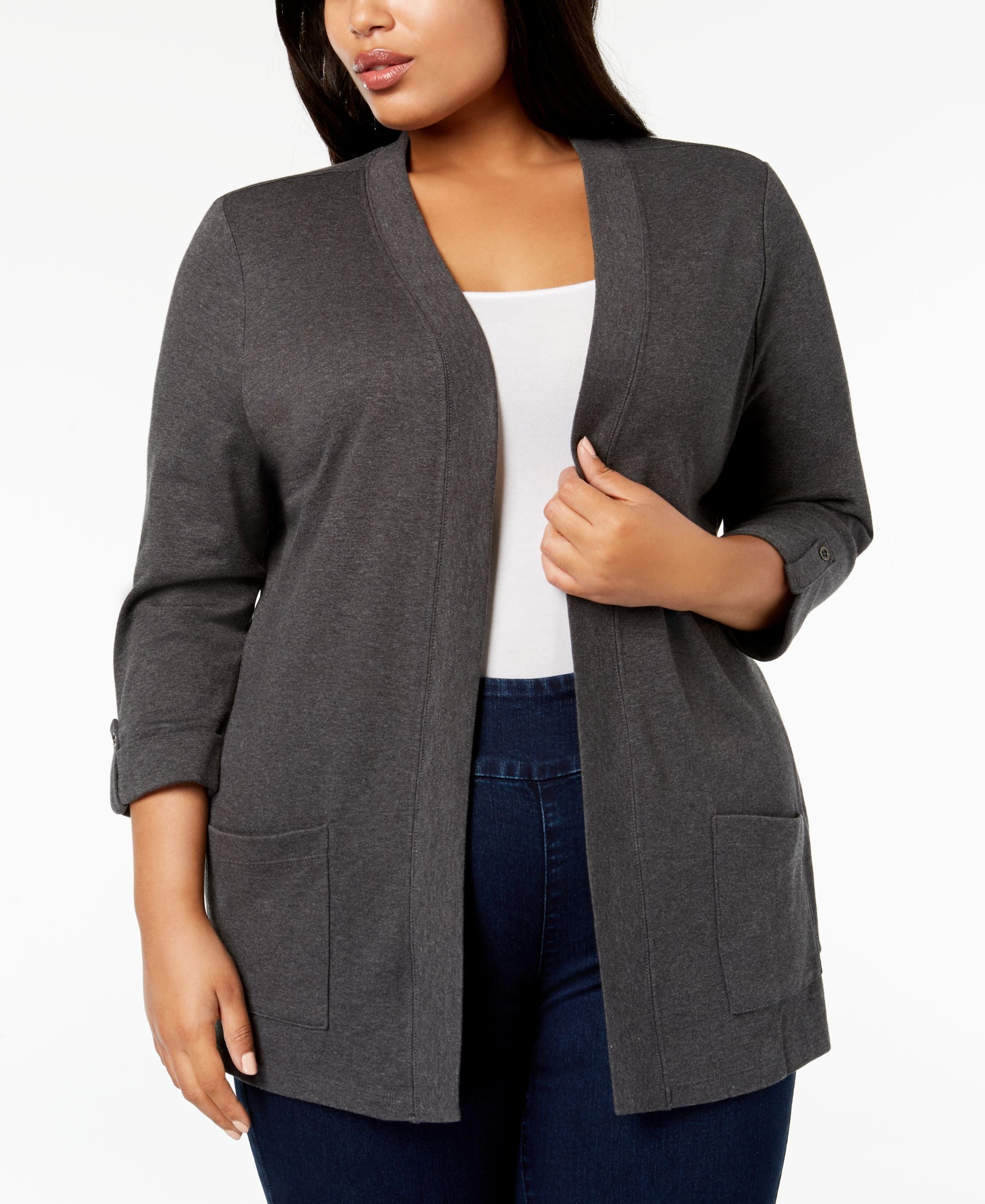 Karen Scott Plus Size Cotton Cozy Cardigan