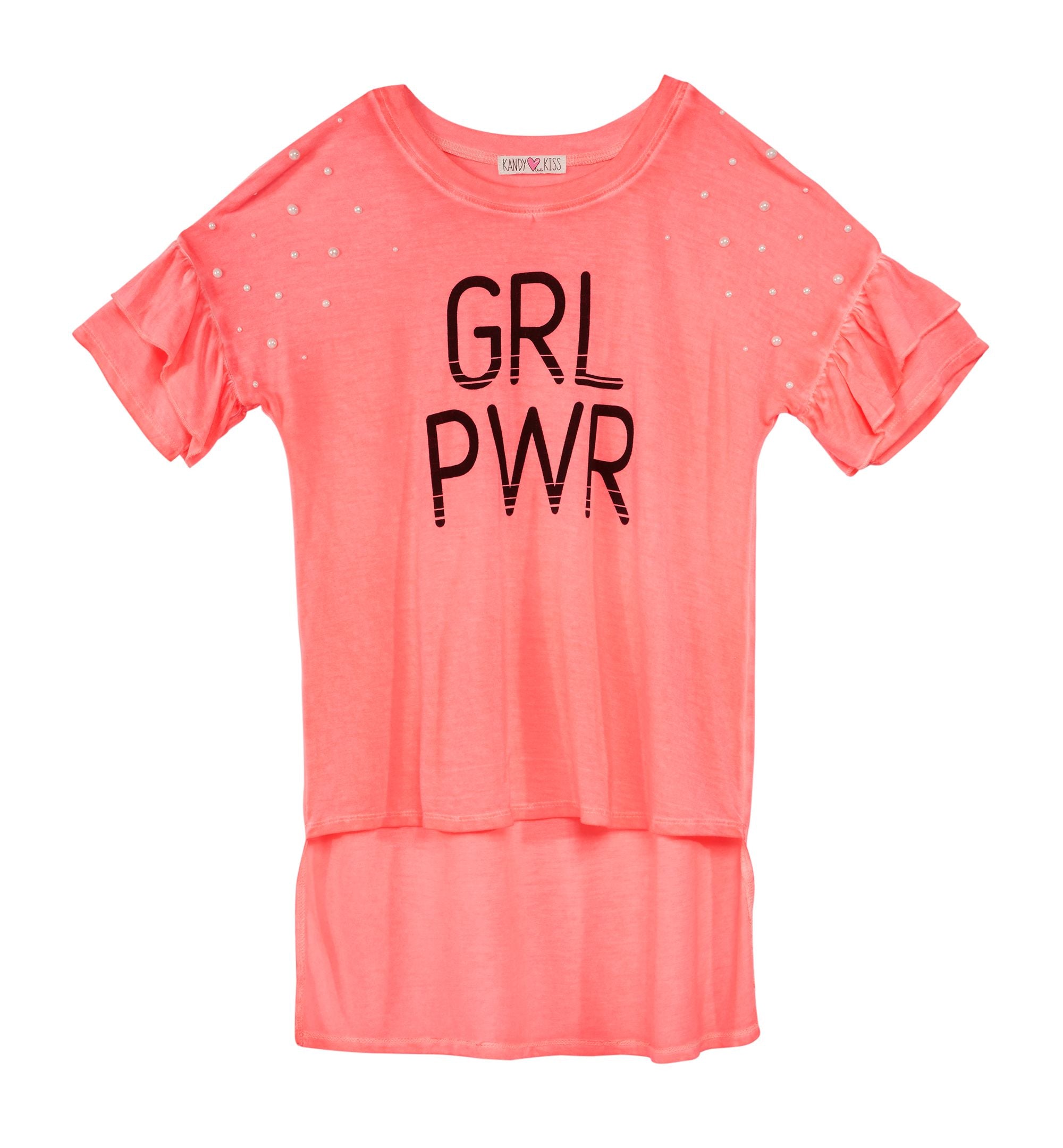 Big Girls Pearl-Trim High-Low Hem T-Shirt