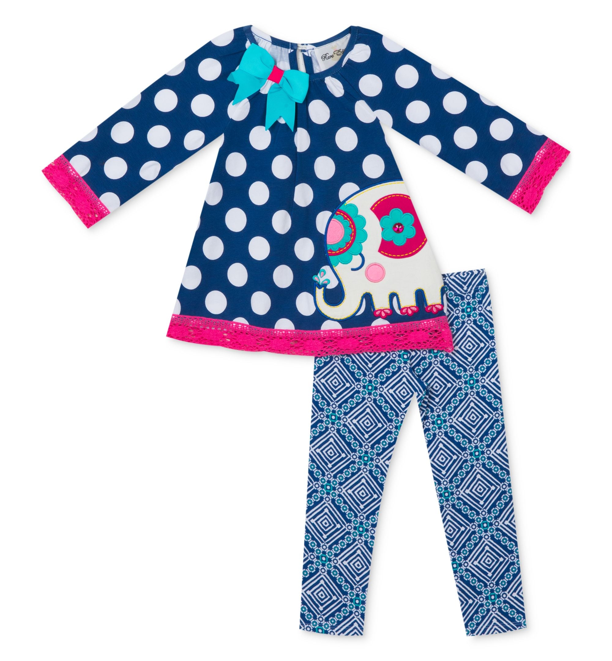 Rare Editions Baby Girls 2 Pc. Elephant Tunic Leggings Set
