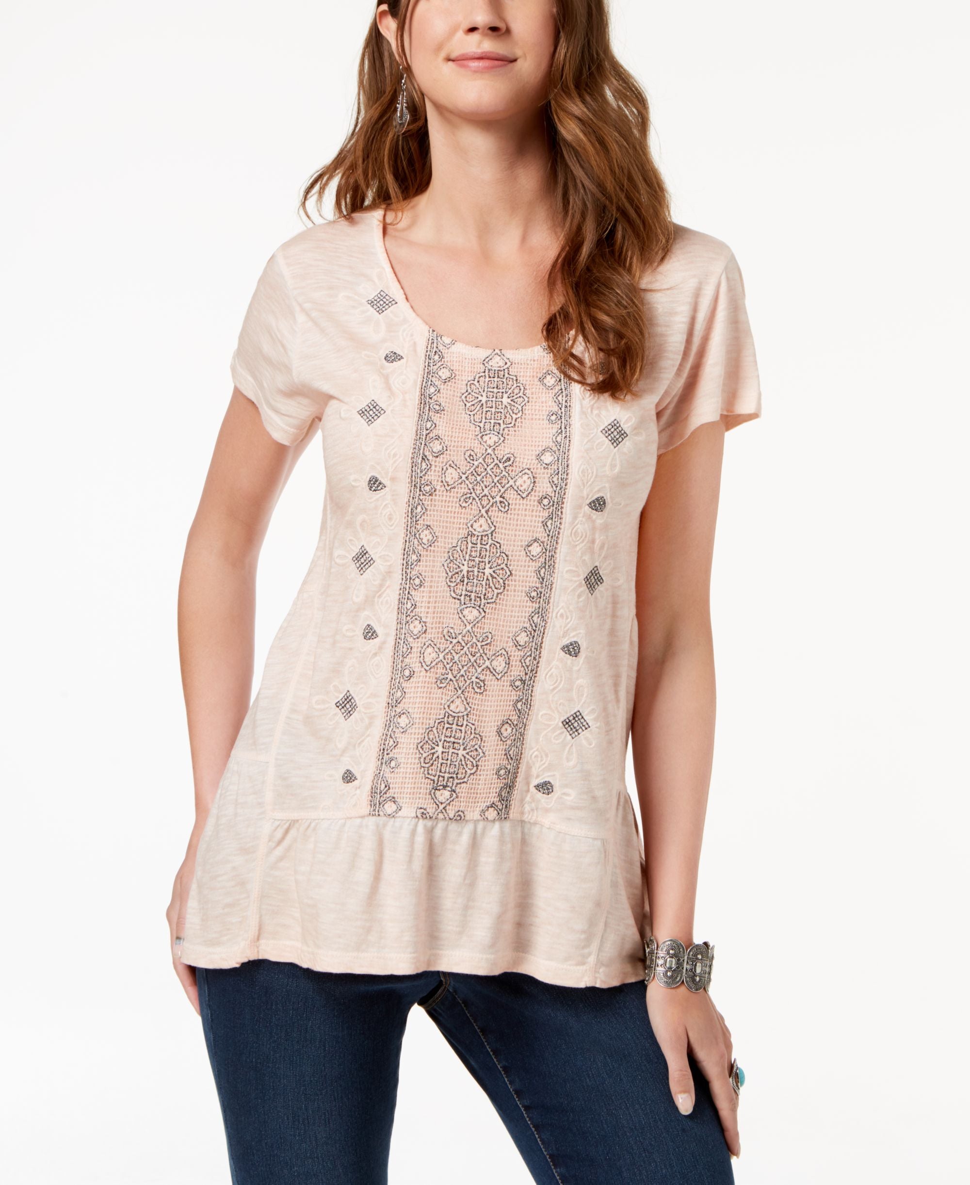 Style & Co Embellished Scoop Neck Top