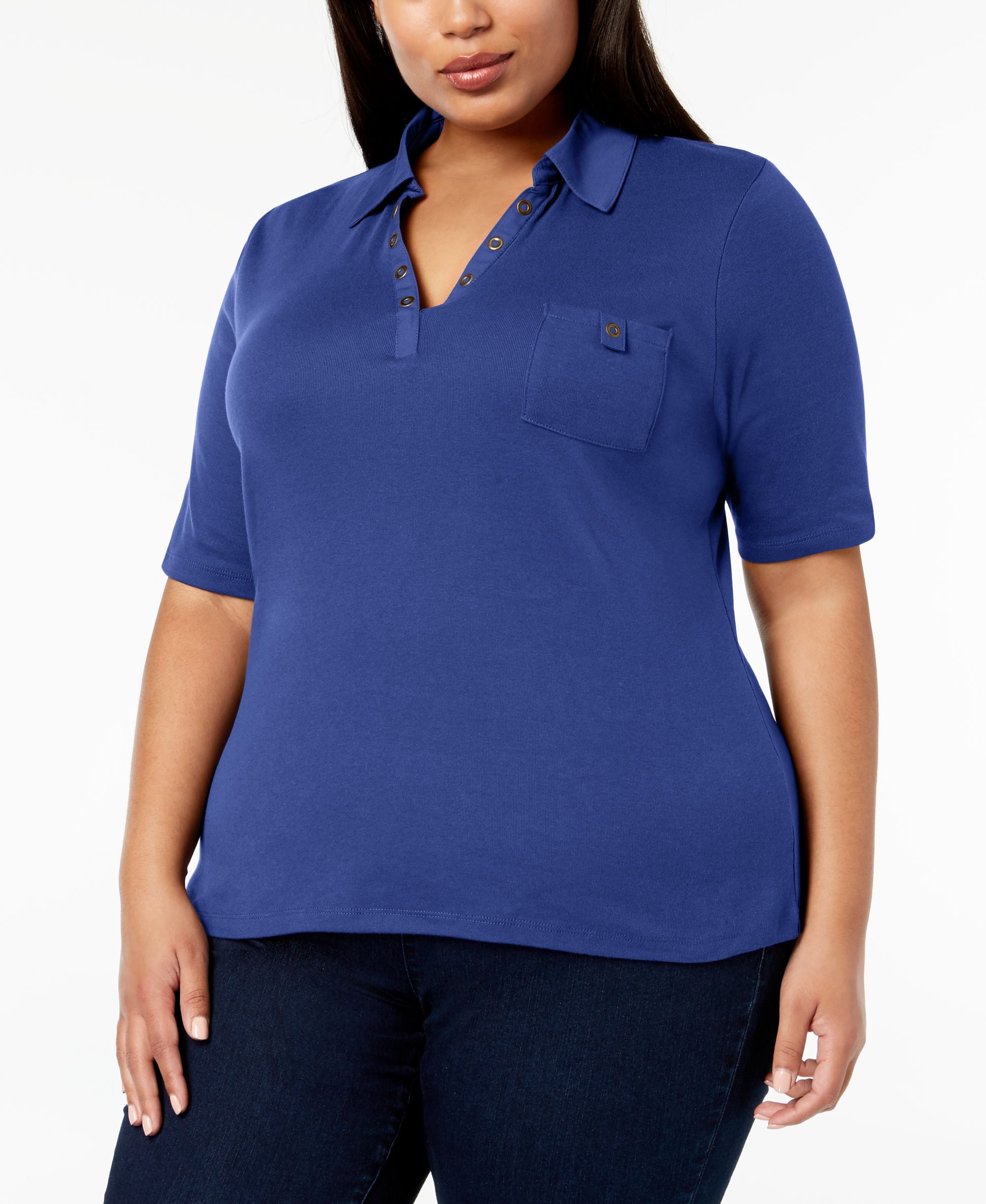 Karen Scott Plus Size Studded Polo Shirt