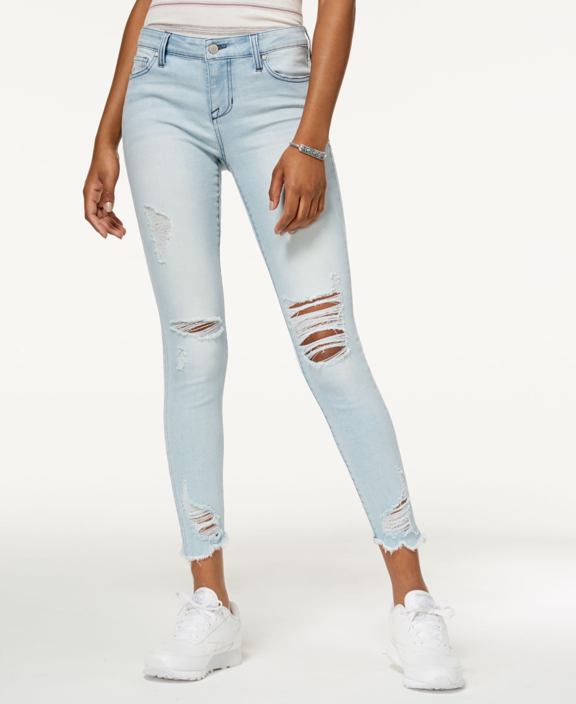 Celebrity Pink Juniors Ripped Ankle Skinny Jeans