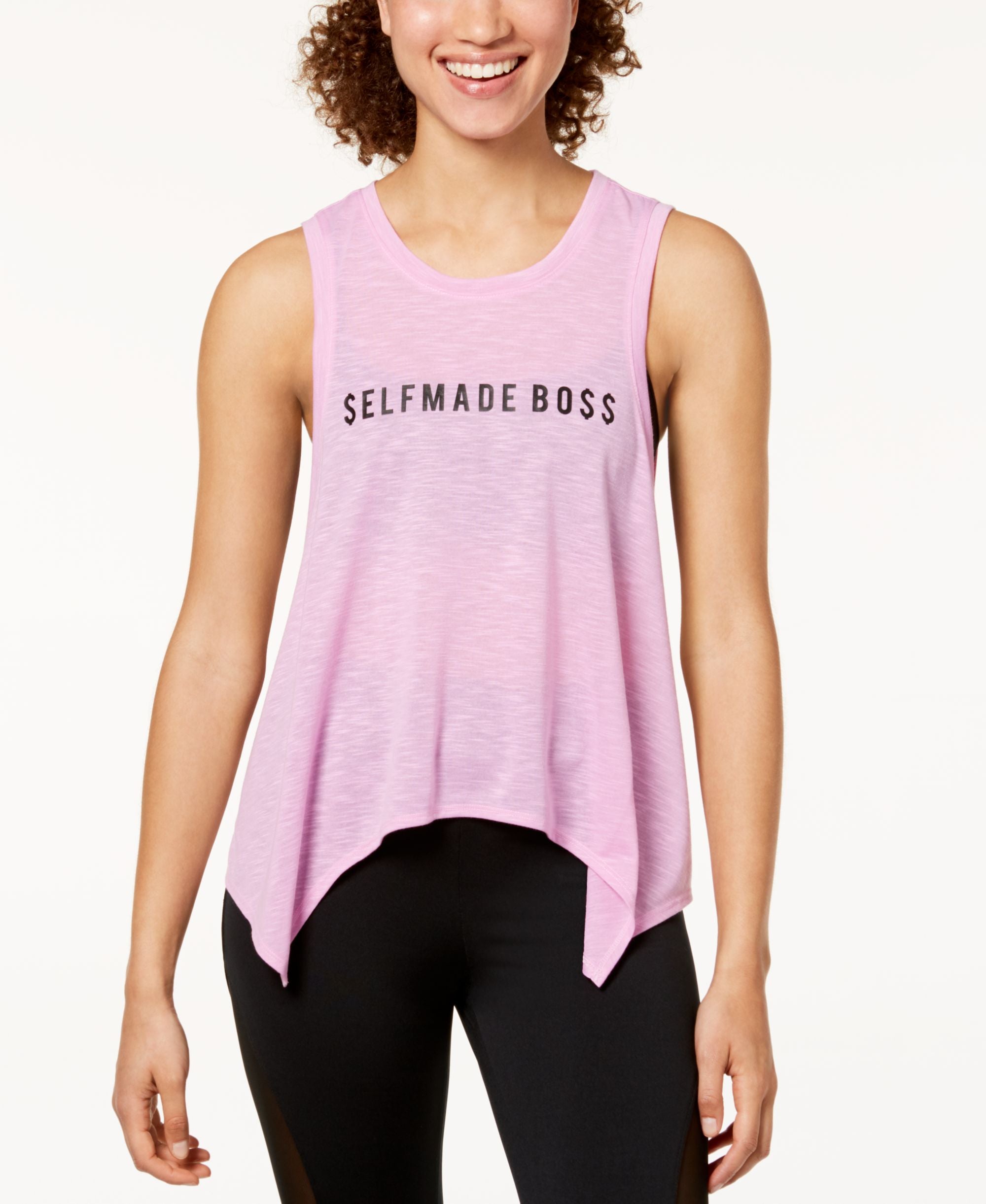 Juniors' Graphic Handkerchief-Hem Top