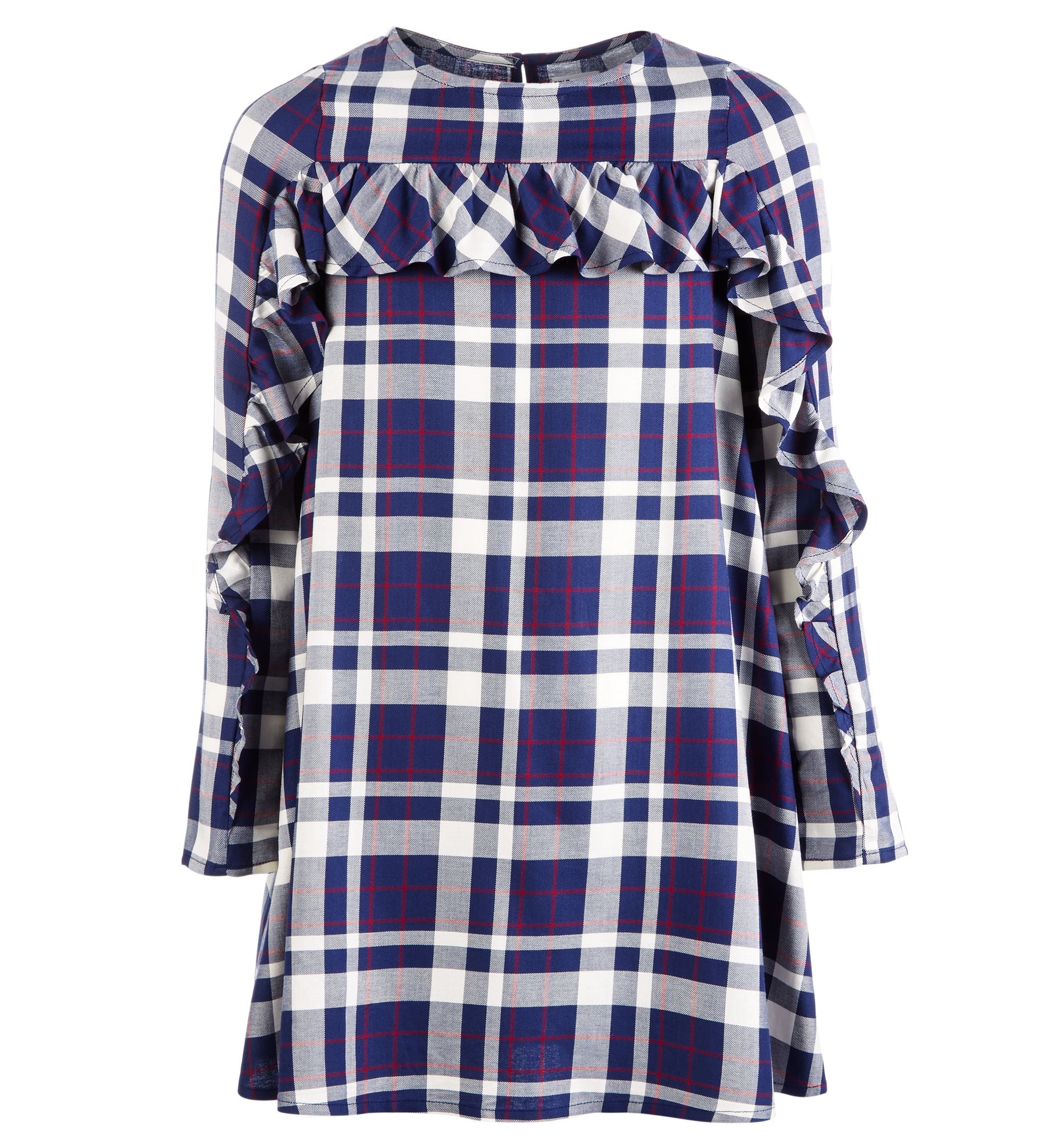 Big Girls Ruffle-Trim Plaid Shift Dress