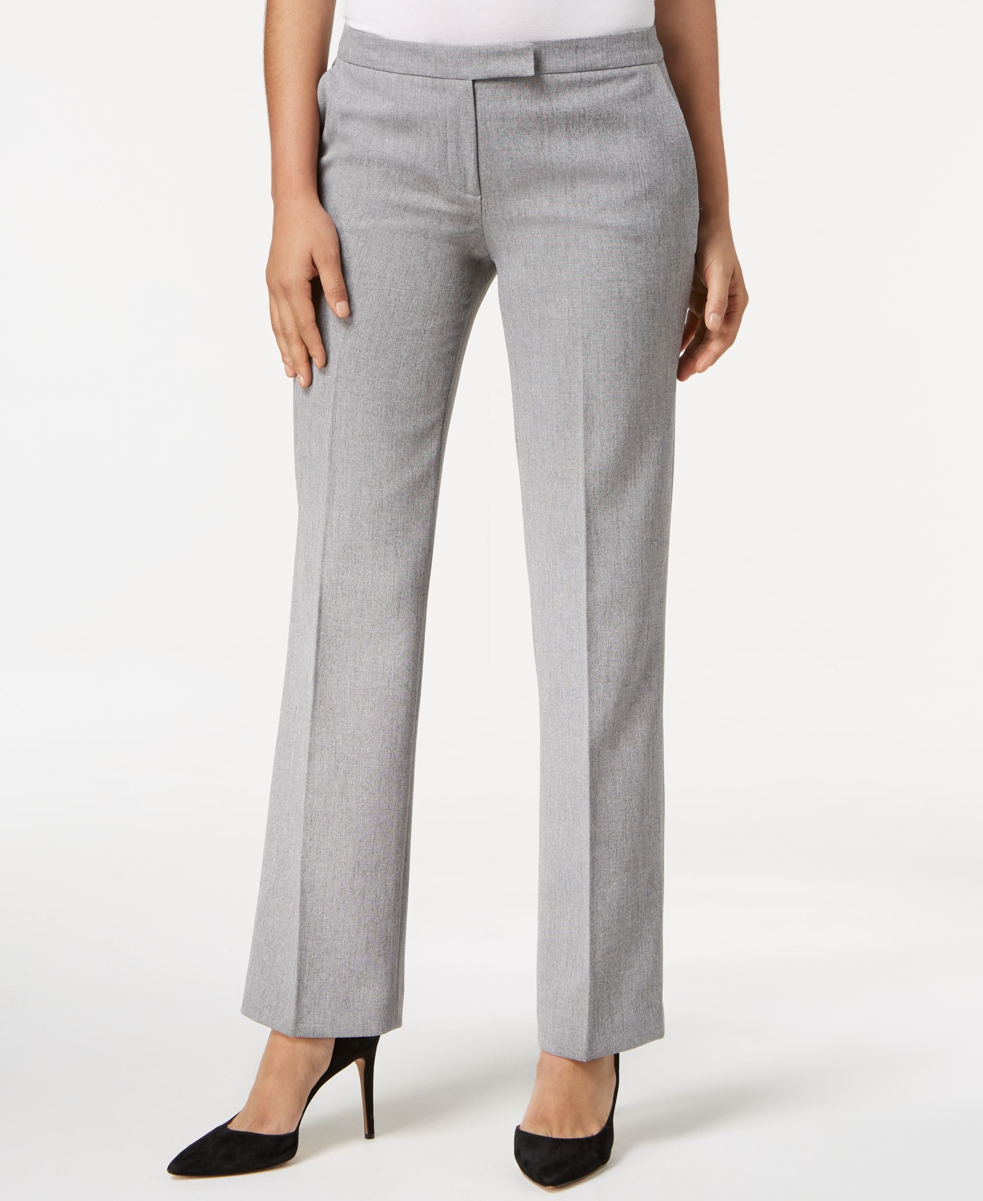Tab-Waist, Straight-Fit Modern Dress Pants