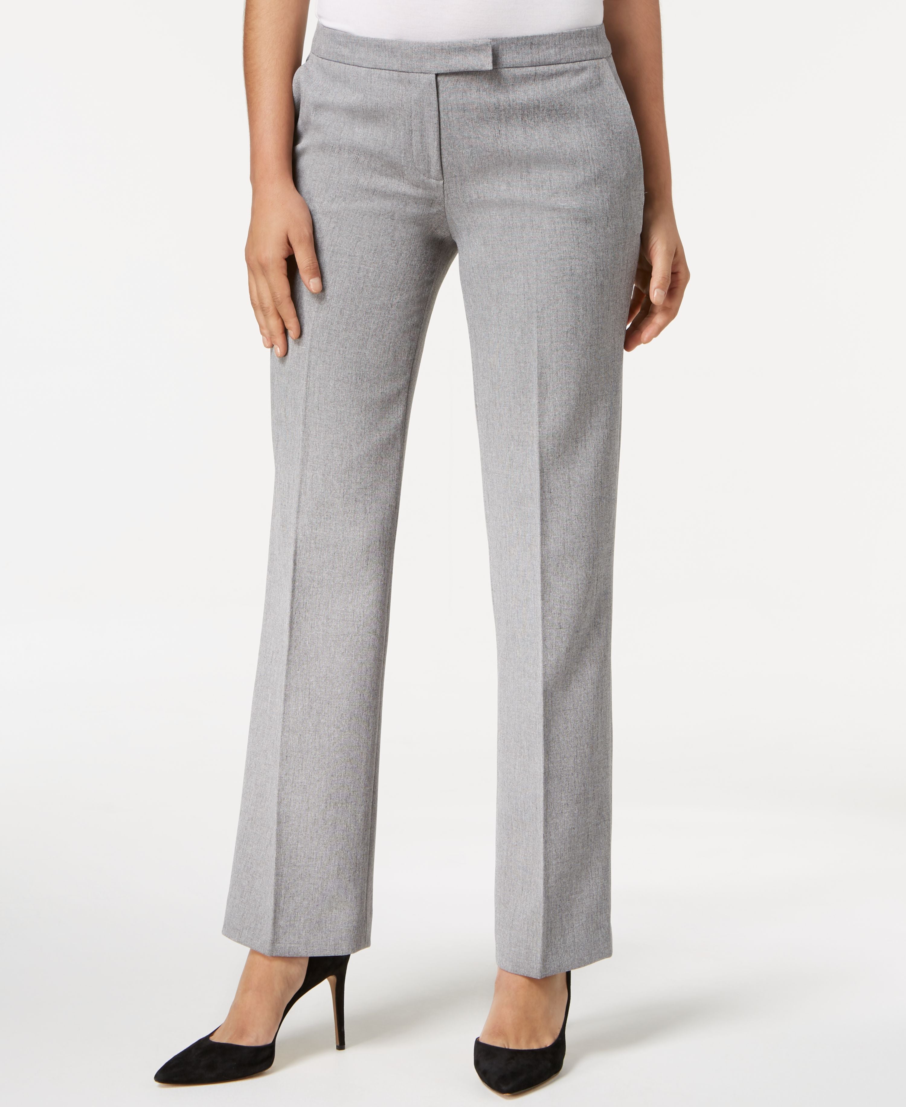 Tab-Waist, Straight-Fit Modern Dress Pants