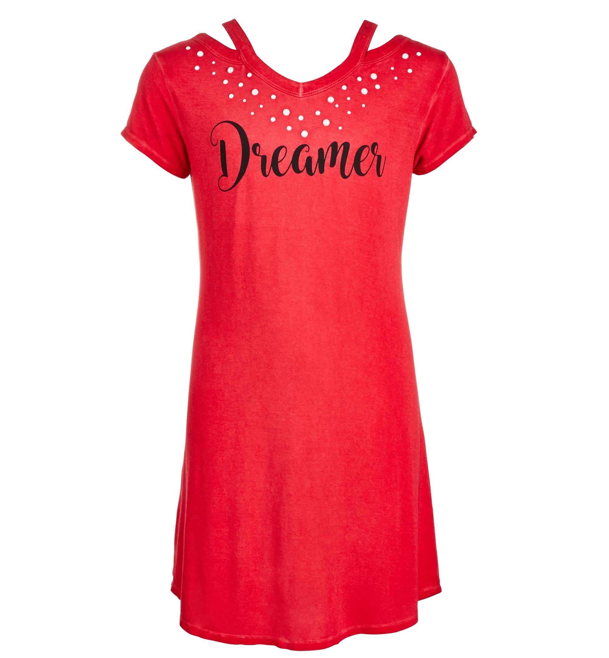 Kandy Kiss Big Girls Pearl Trim Graphic Print Dress