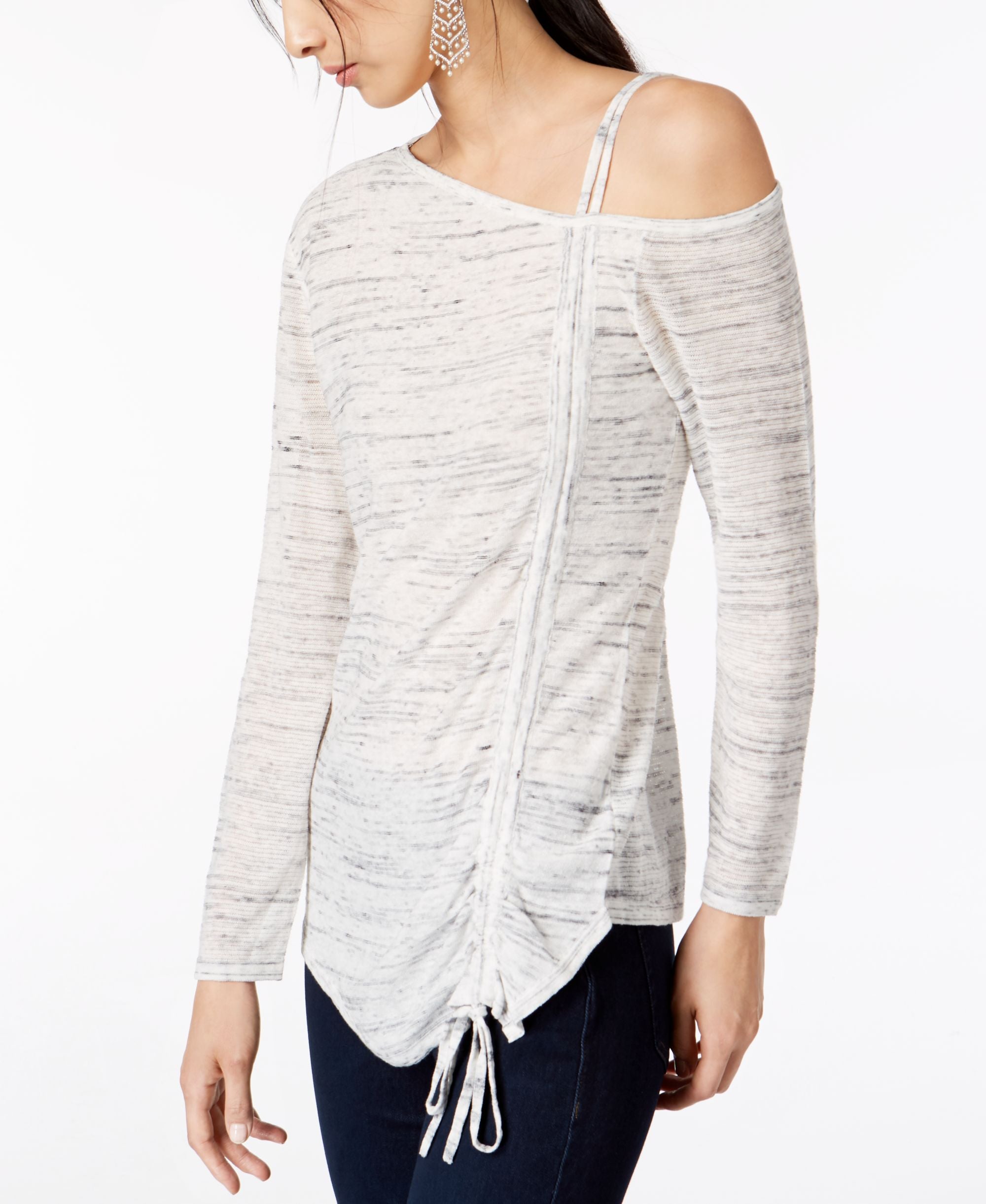 Drawstring One Shoulder Top