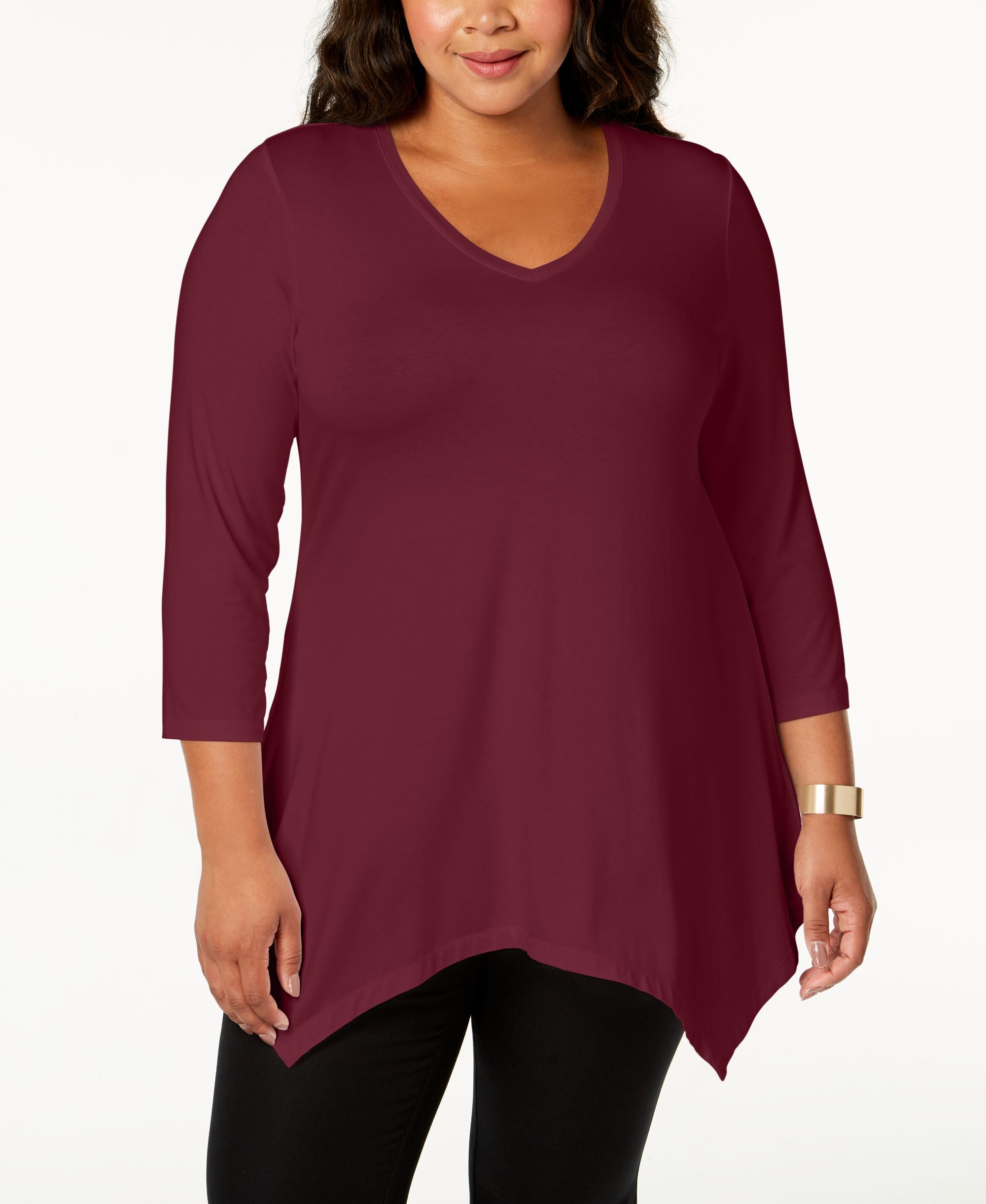 Plus Size Handkerchief-Hem Top