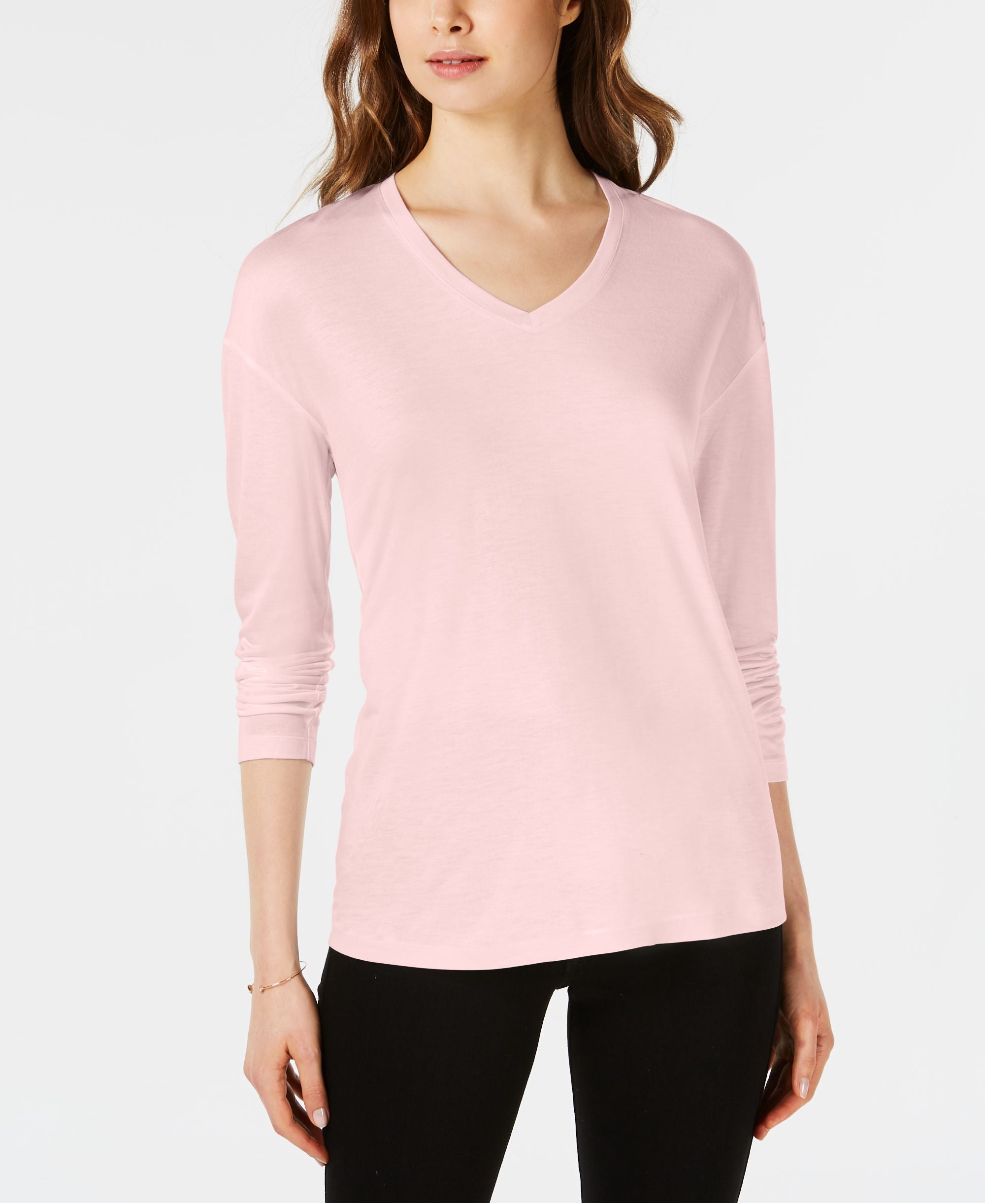 Dropped Shoulder V-Neck Jersey Top