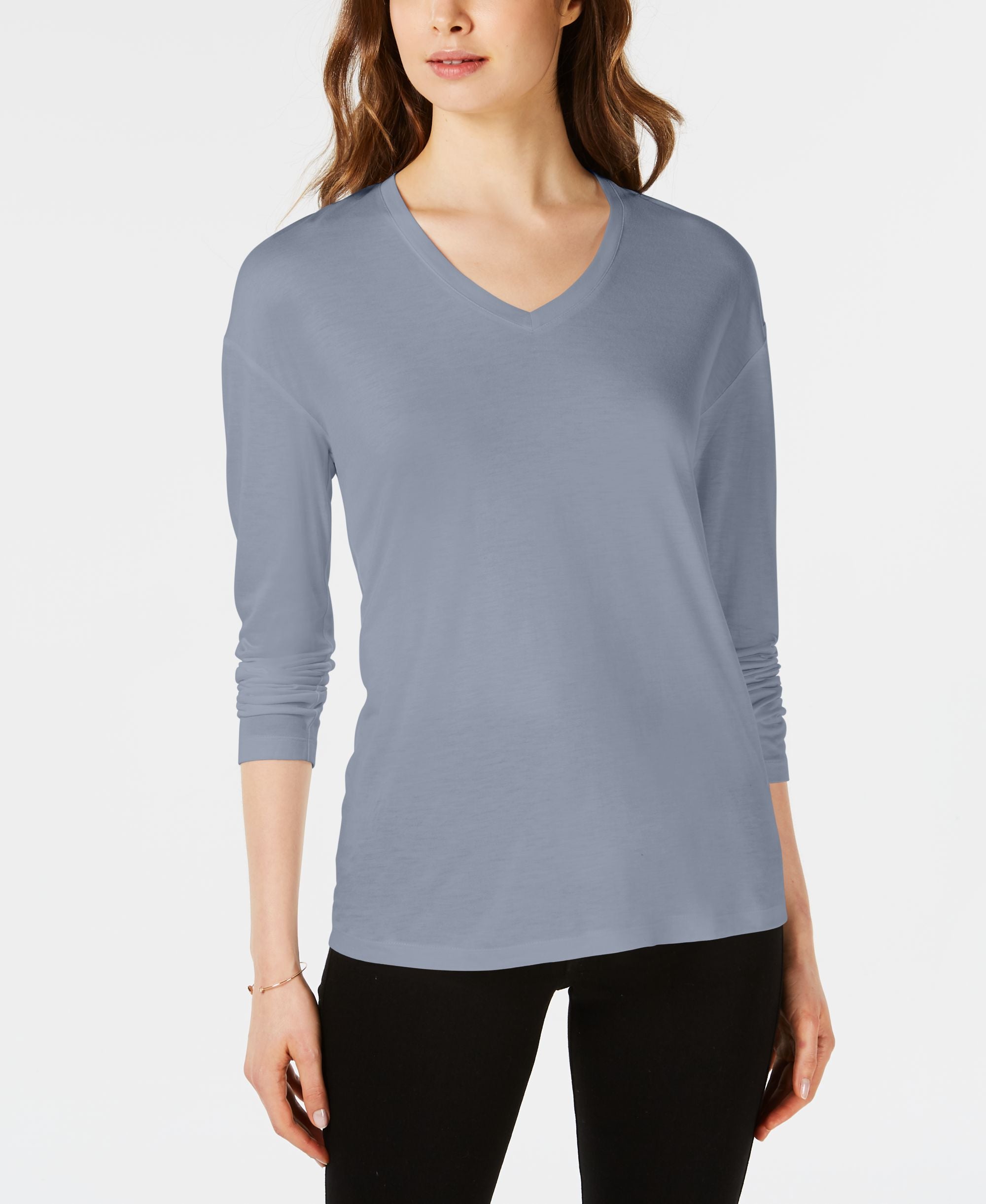 Dropped Shoulder V-Neck Jersey Top
