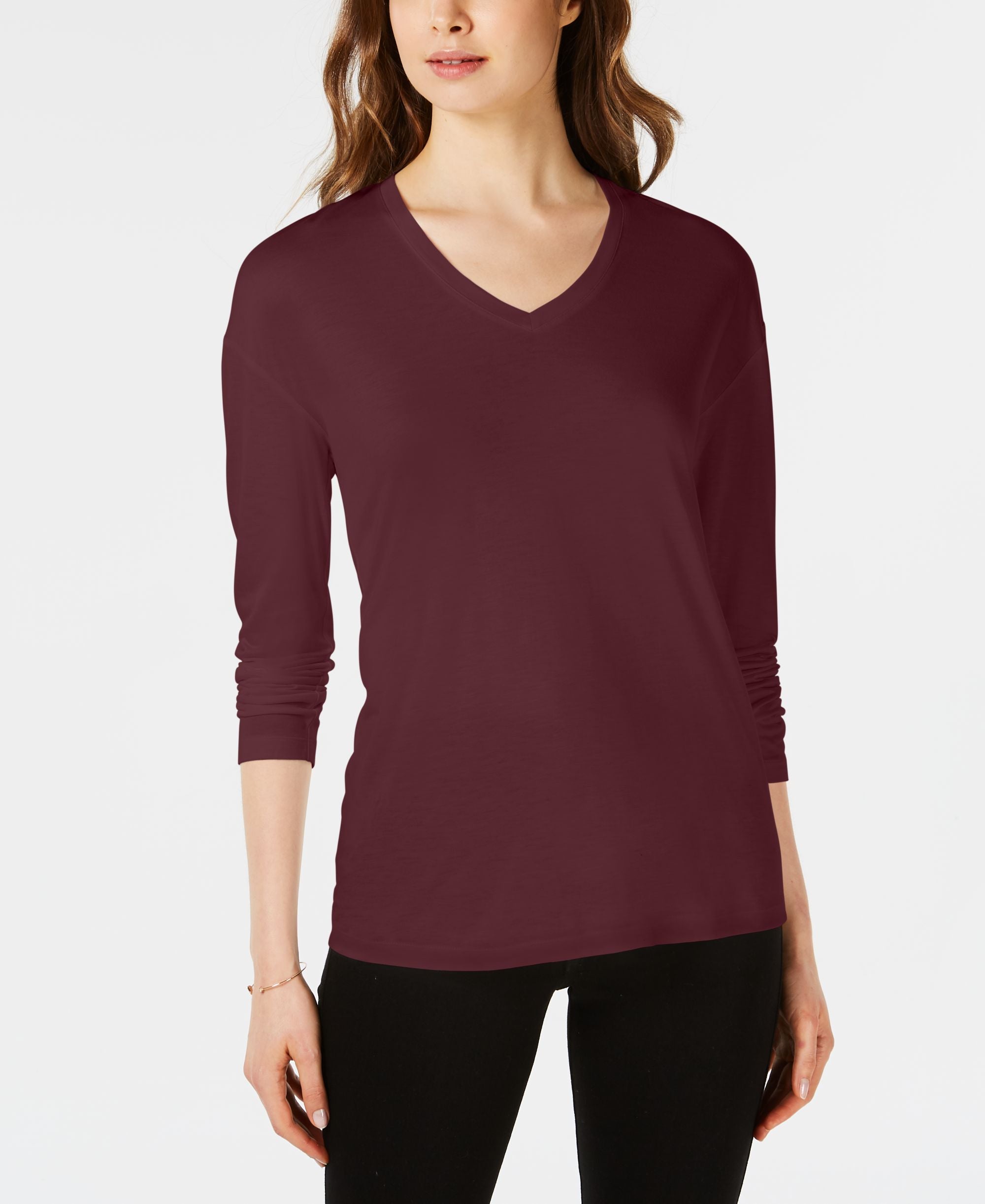 Dropped Shoulder V-Neck Jersey Top