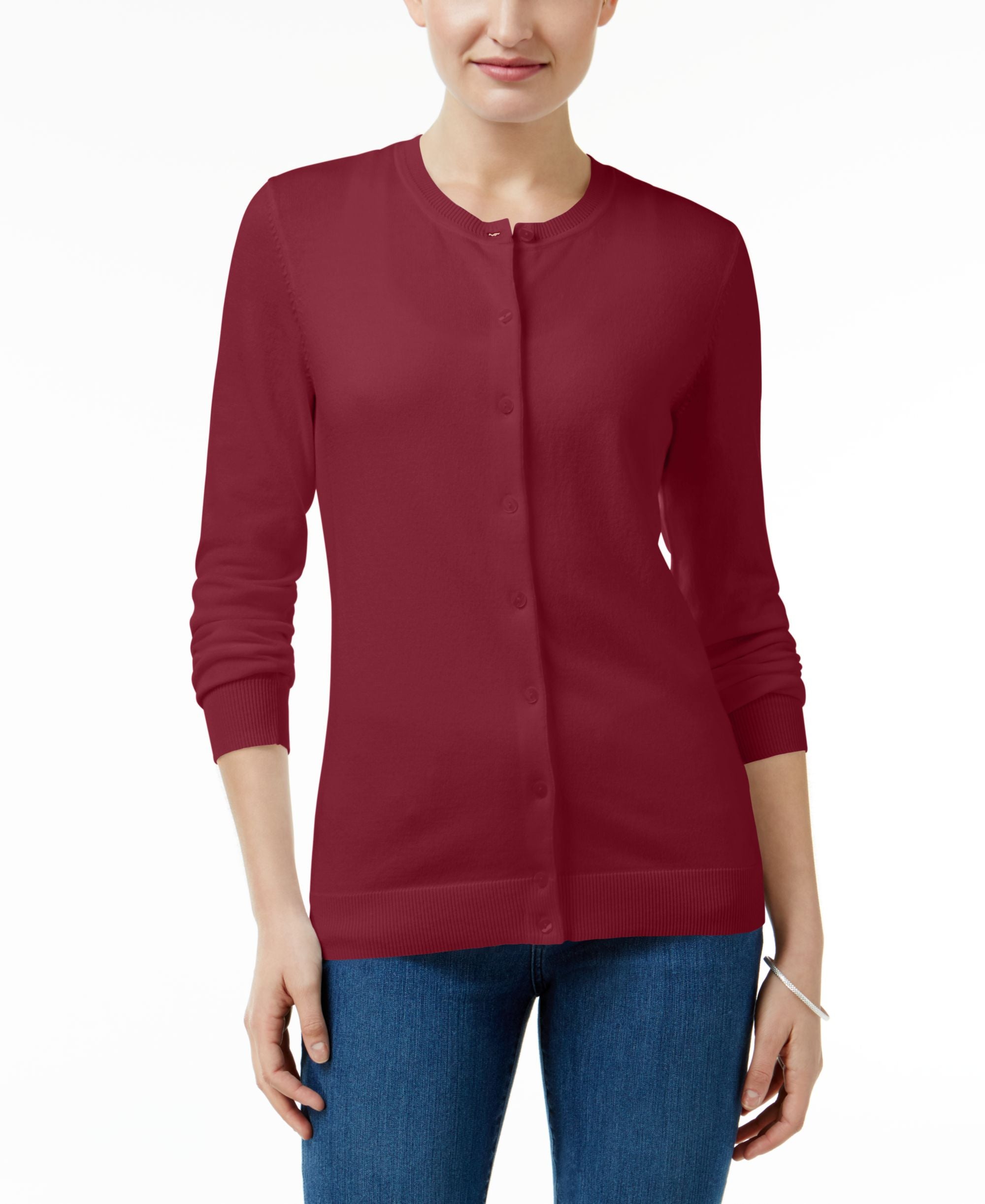 Karen Scott Crew Neck Cardigan