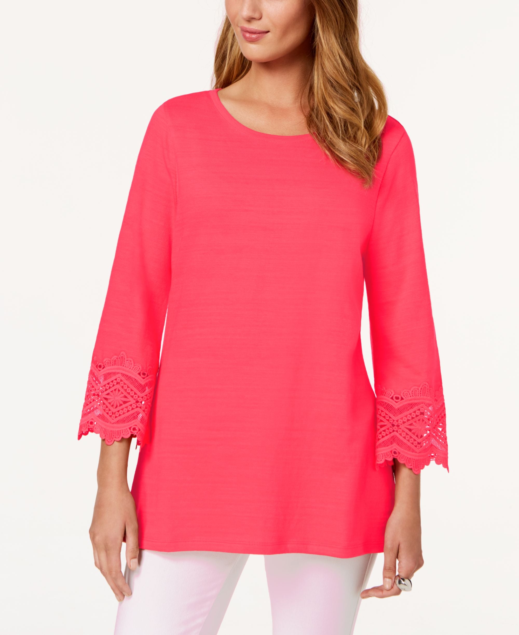 Charter Club Cotton Lace Trim Top