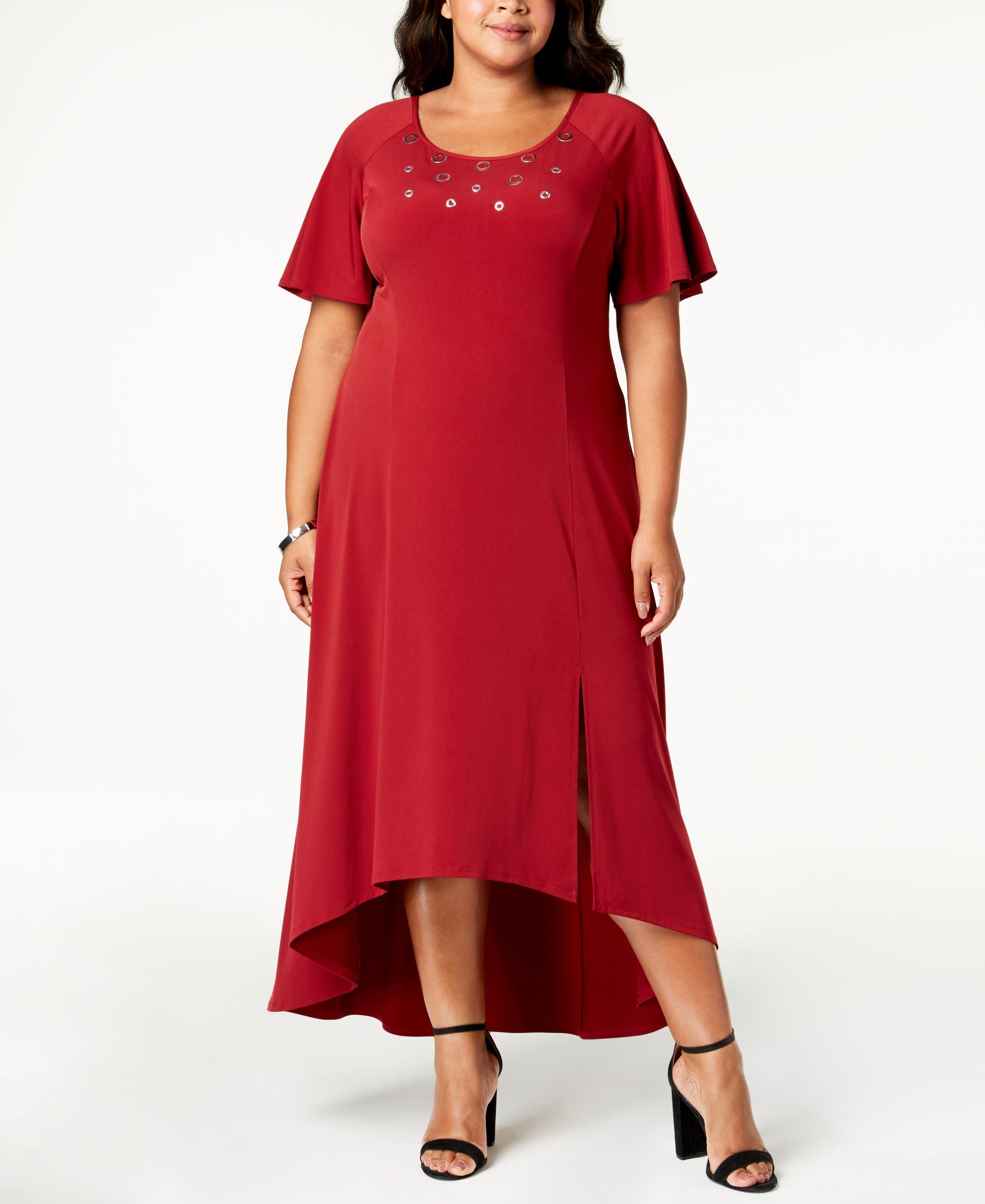 NY Collection Plus Size Petite Plus Grommet Trim Maxi Dress