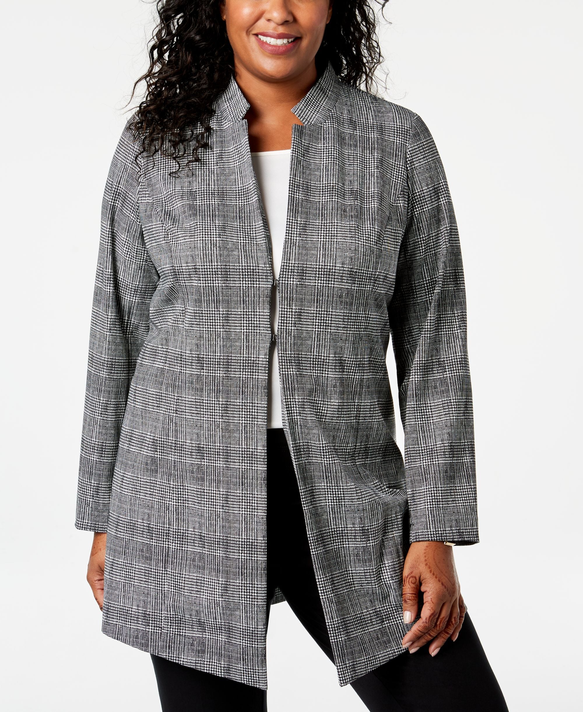 Alfani Plus Size Plaid Menswear Jacket
