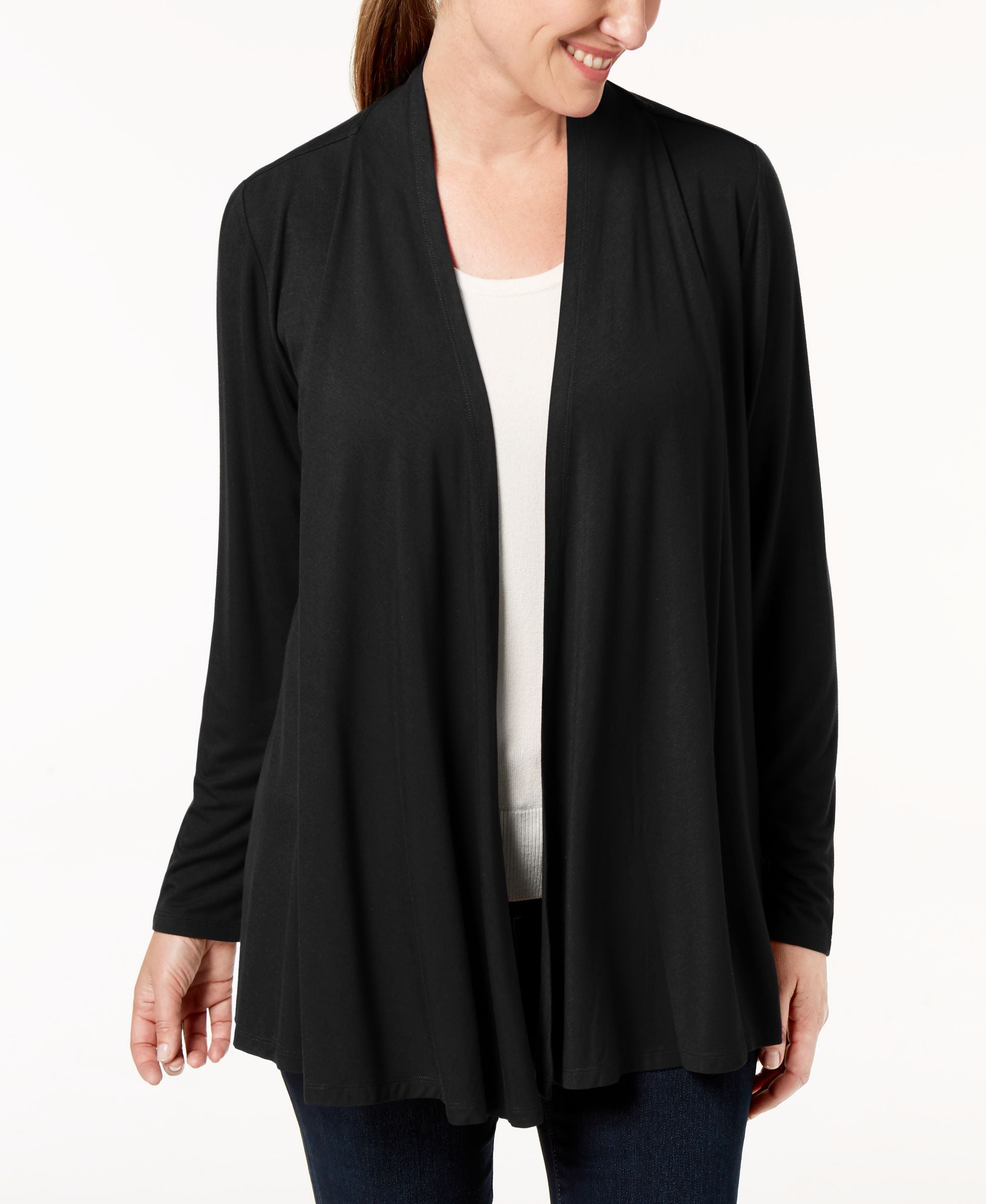 Karen Scott Petite Open Front Knit Cardigan