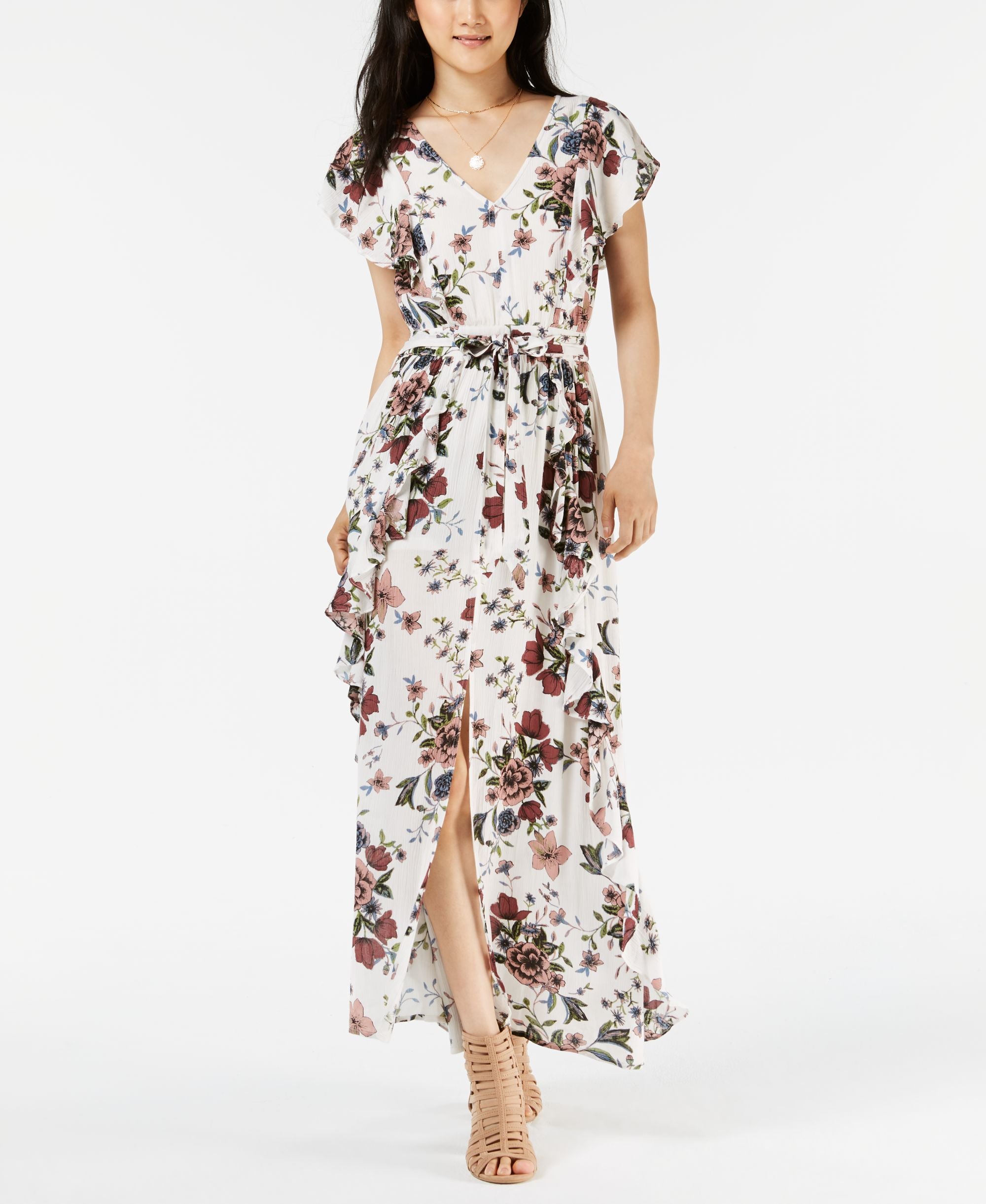 American Rag Juniors Printed Ruffled Maxi Dress