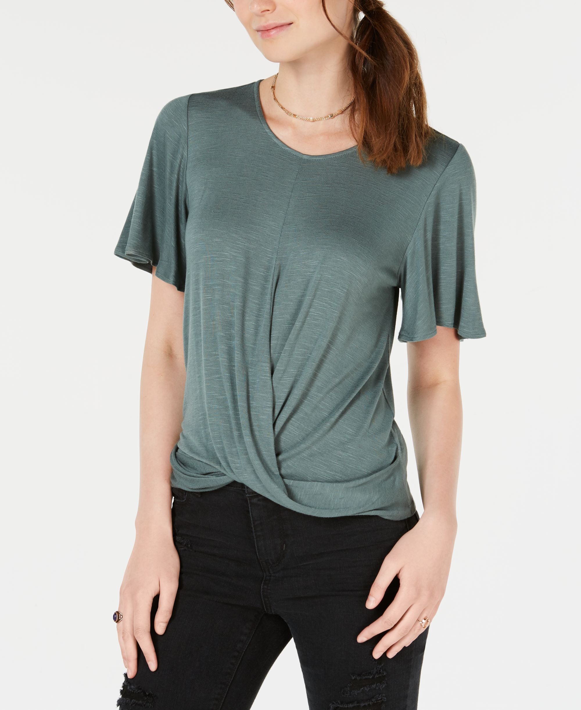 Juniors' Twist-Front Top